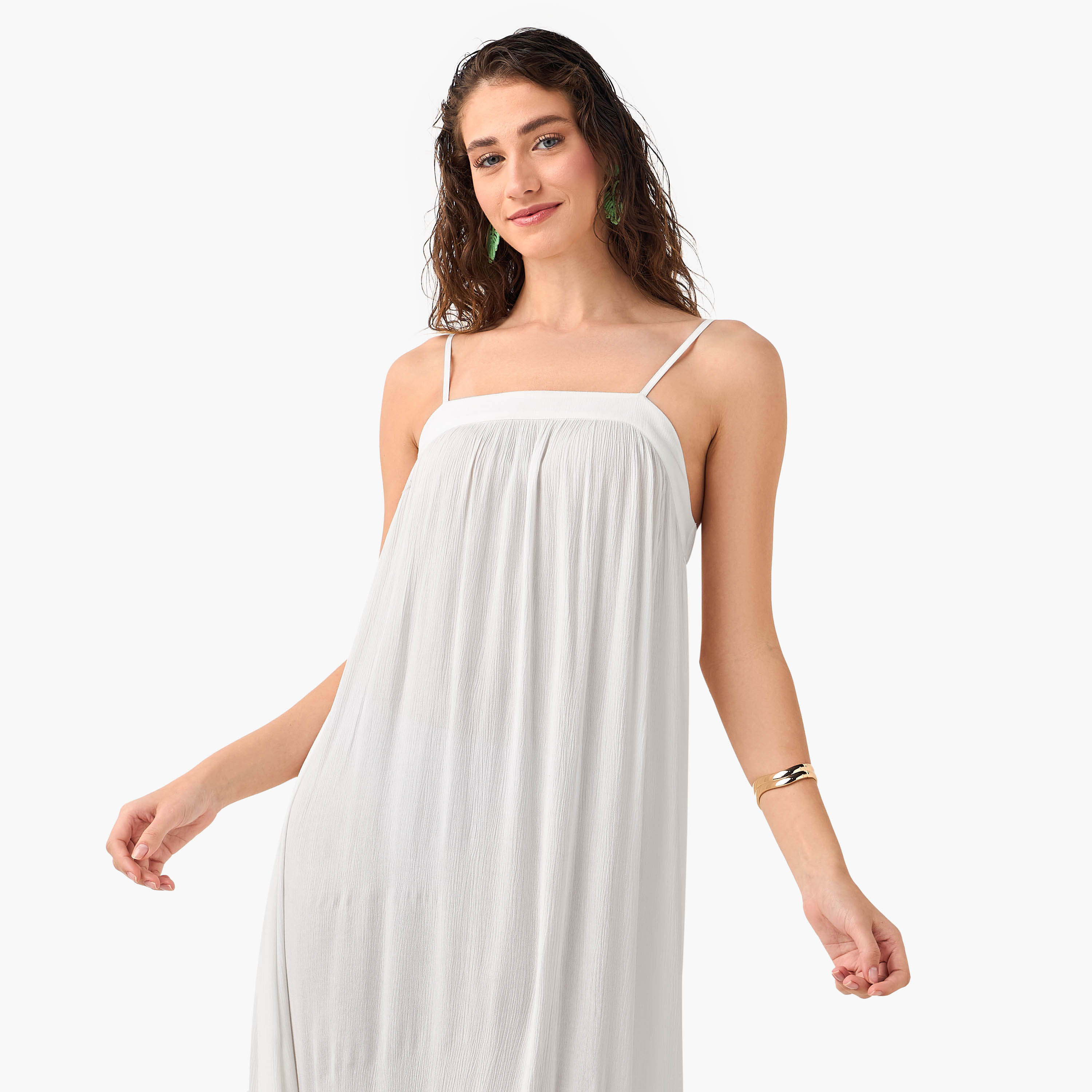 Strappy Maxi Length Viscose Dress with Textured Design-women-clothing-swimandbeach-beachwear-image-7