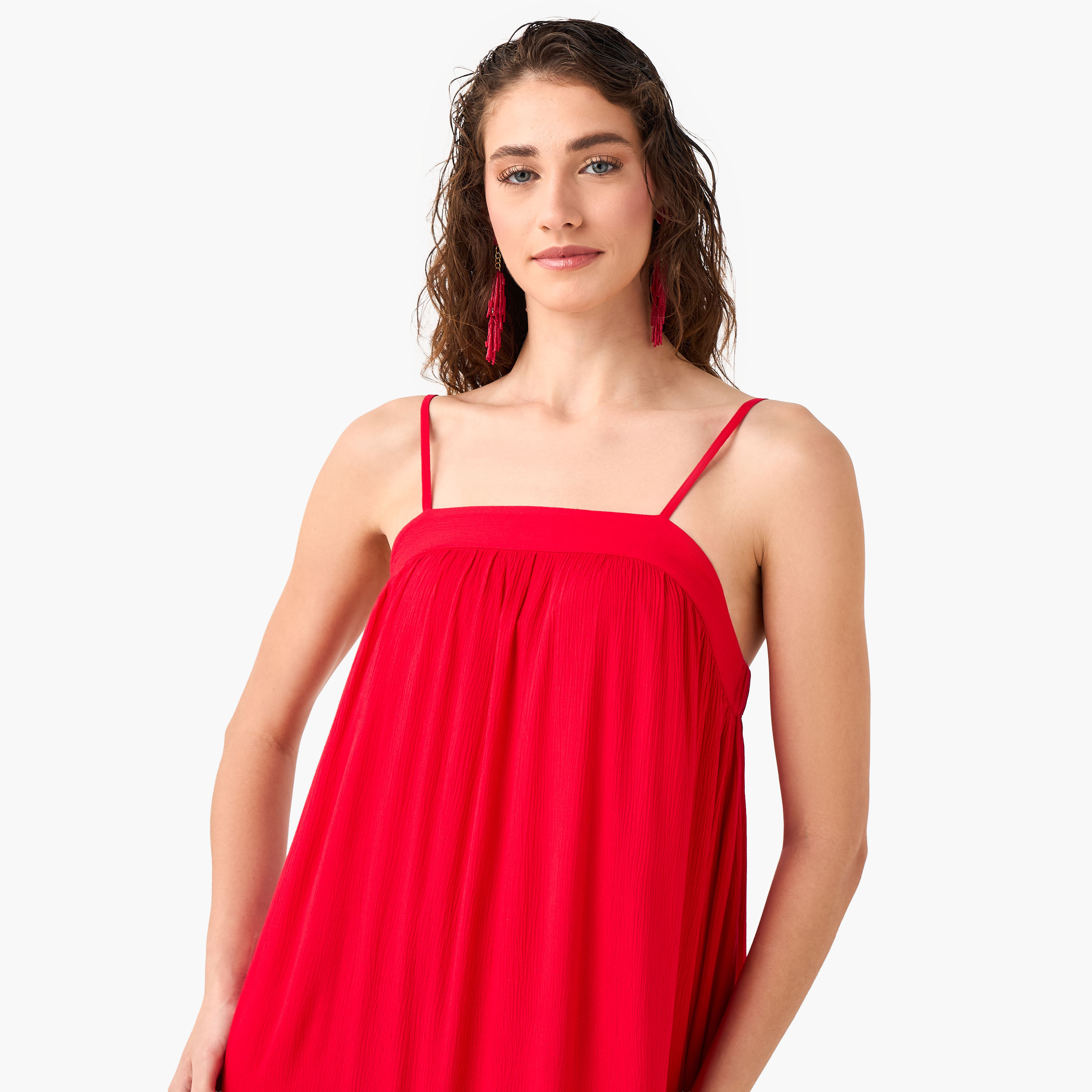 Strappy Maxi Length Viscose Dress with Textured Design-women-clothing-swimandbeach-beachwear-image-5