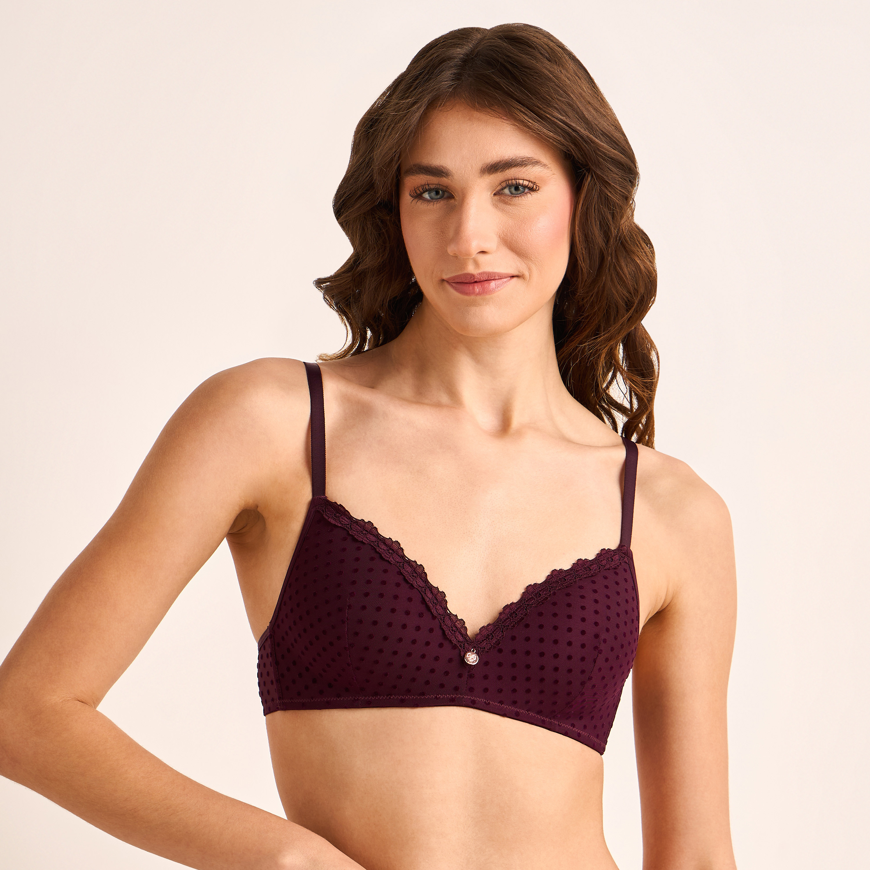 Polka Dot Print Bra Non-Wired-women-clothing-lingerie-bras-image-1
