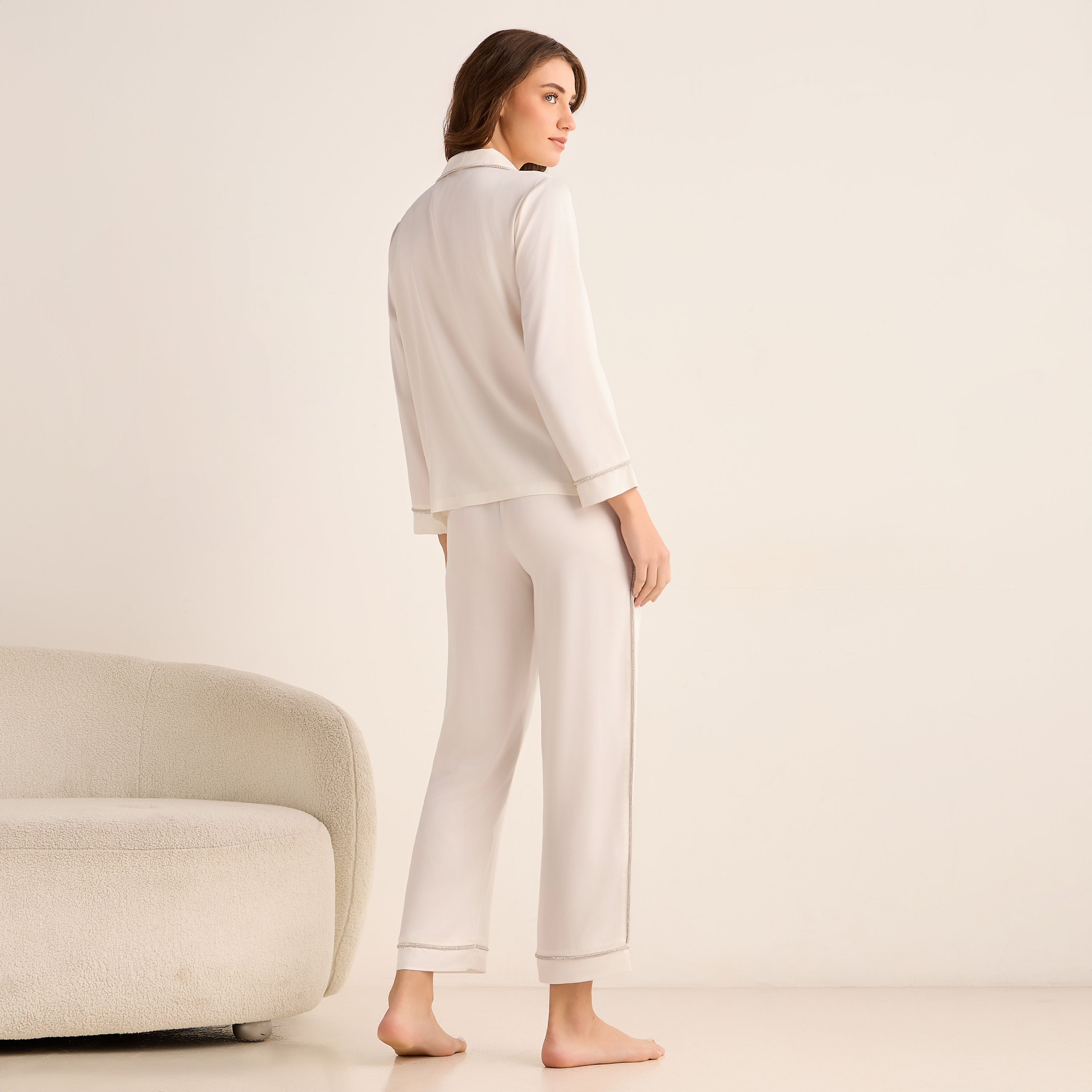 Pyjama Set Button-Down Shirt & Pants Satin-women-clothing-nightwear-pyjamas-longsets-image-3