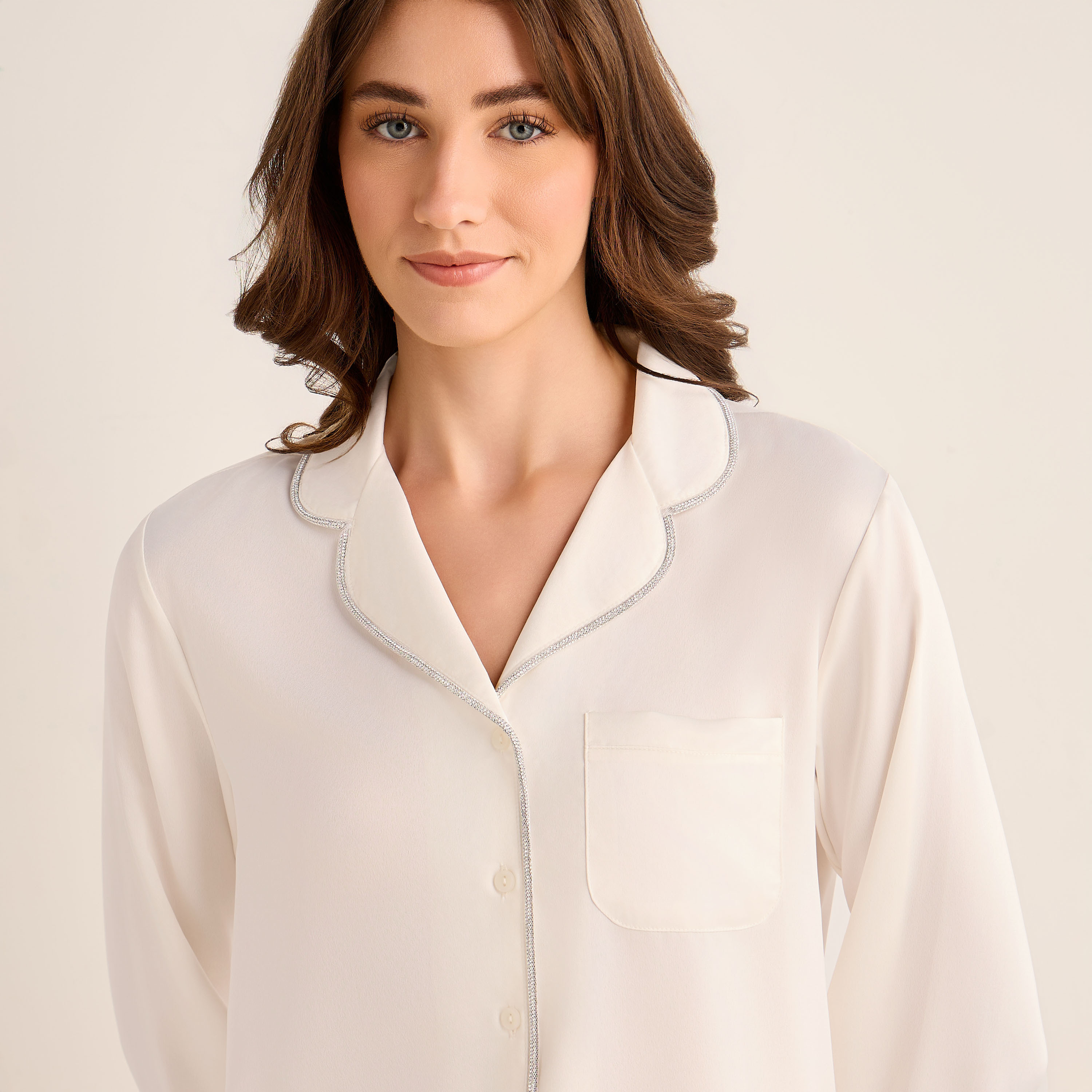 Pyjama Set Button-Down Shirt & Pants Satin-women-clothing-nightwear-pyjamas-longsets-image-5