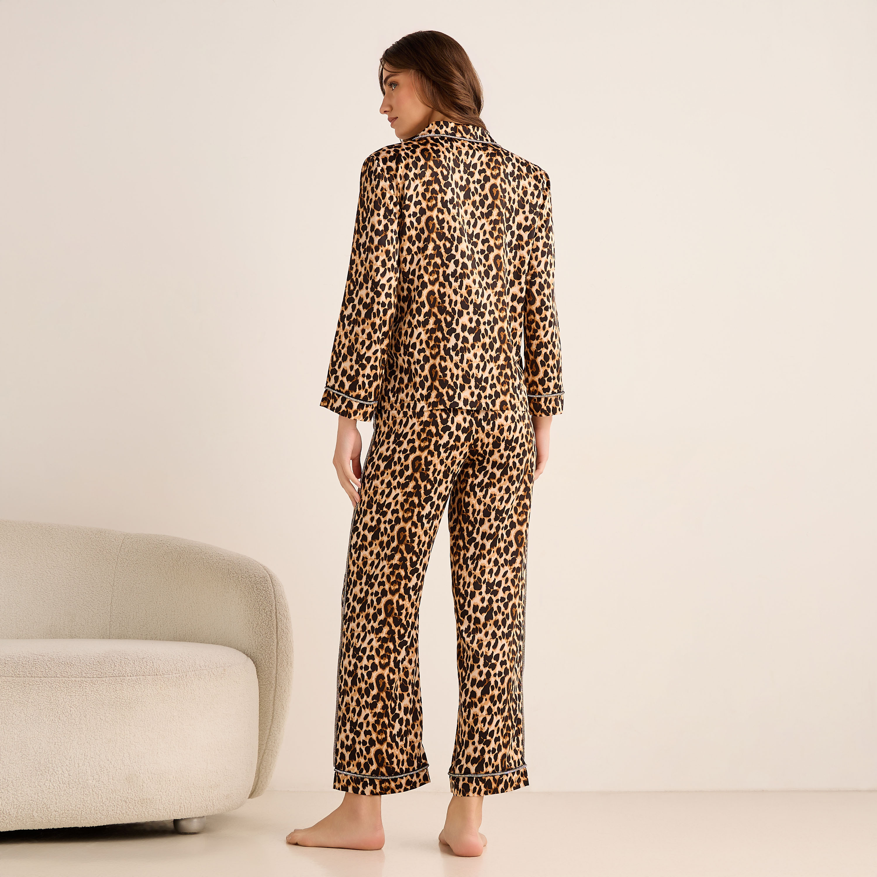 Pyjama Set Button-Down Shirt & Pants Satin-women-clothing-nightwear-pyjamas-longsets-image-3