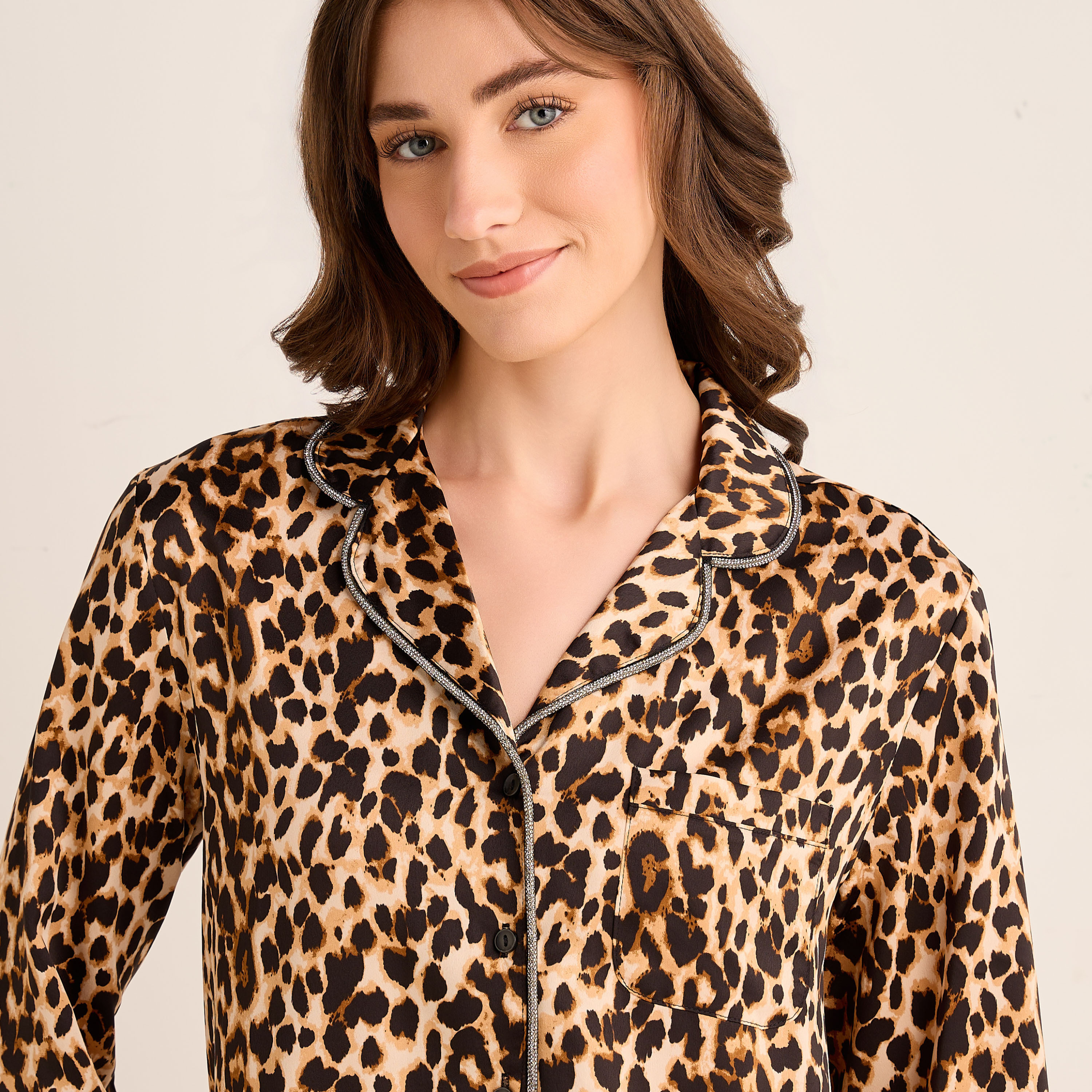 Pyjama Set Button-Down Shirt & Pants Satin-women-clothing-nightwear-pyjamas-longsets-image-5