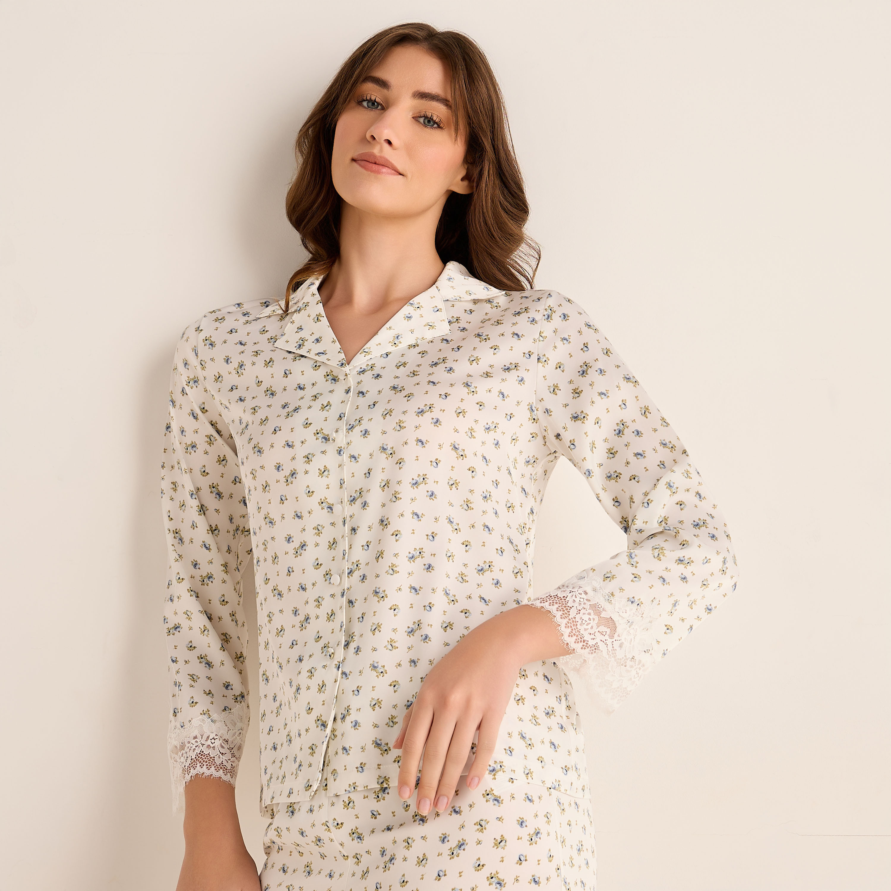 Pyjama Set Button-Down Shirt & Pants Satin-women-clothing-nightwear-pyjamas-longsets-image-2