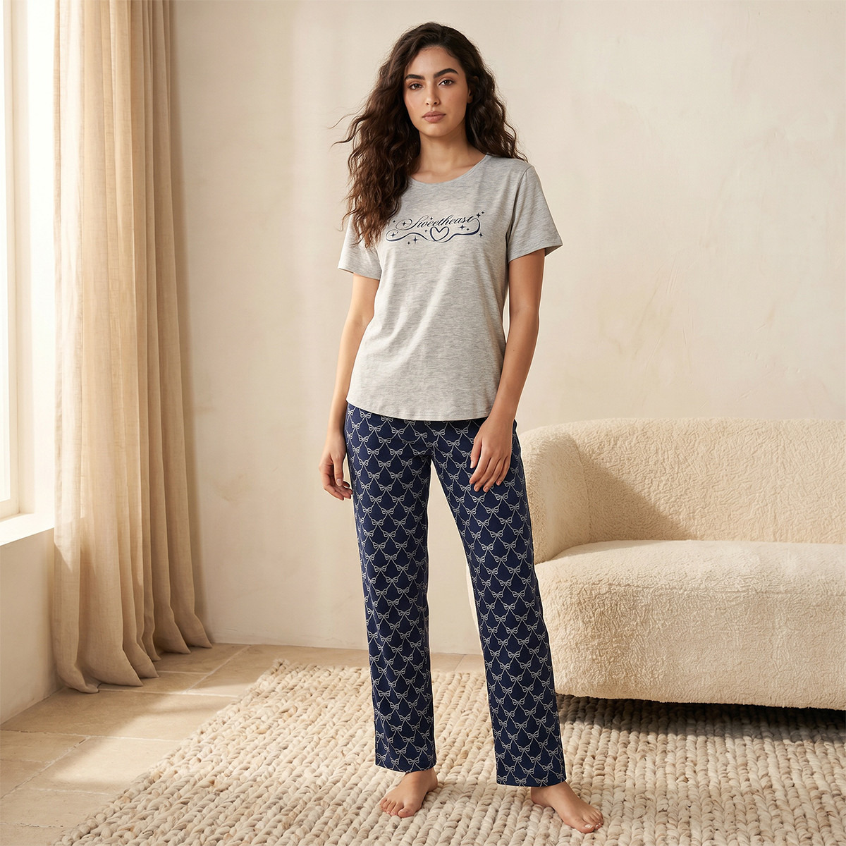 Pyjama Set Printed T-shirt & Trousers Viscose-women-clothing-nightwear-pyjamas-longsets-image-1