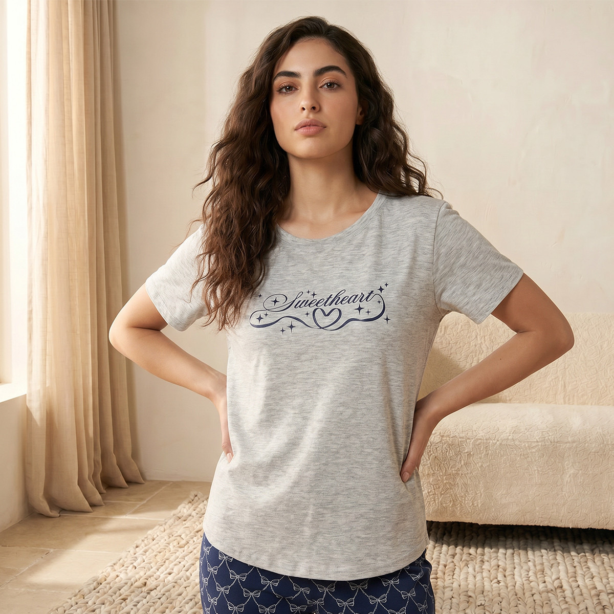 Pyjama Set Printed T-shirt & Trousers Viscose-women-clothing-nightwear-pyjamas-longsets-image-3
