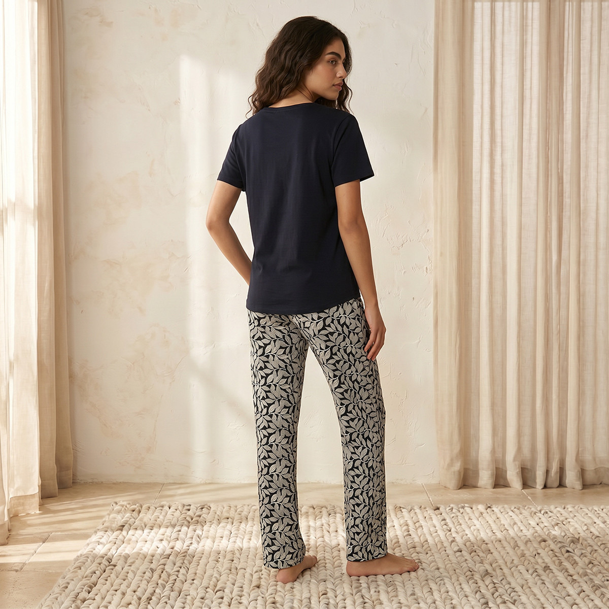 Pyjama Set Printed T-shirt & Trousers Viscose-women-clothing-nightwear-pyjamas-longsets-image-4
