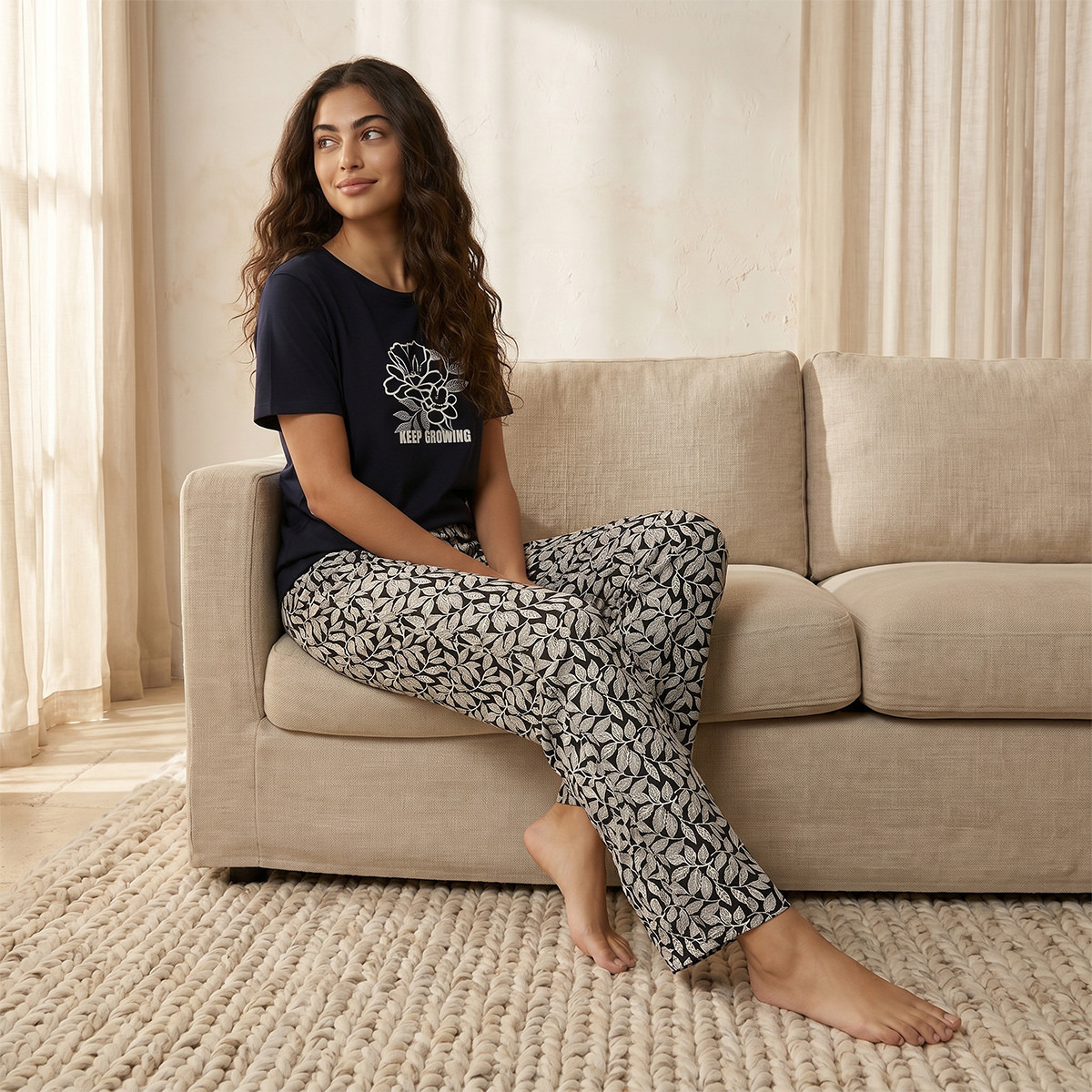 Pyjama Set Printed T-shirt & Trousers Viscose-women-clothing-nightwear-pyjamas-longsets-image-7