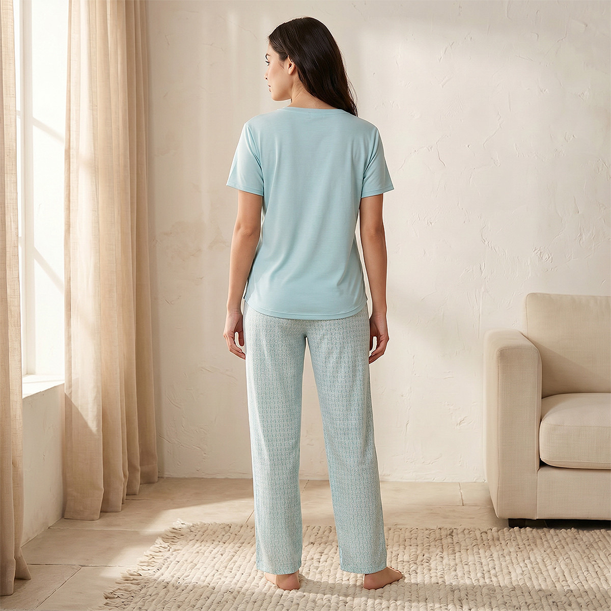 Pyjama Set Printed T-shirt & Trousers Viscose-women-clothing-nightwear-pyjamas-longsets-image-4