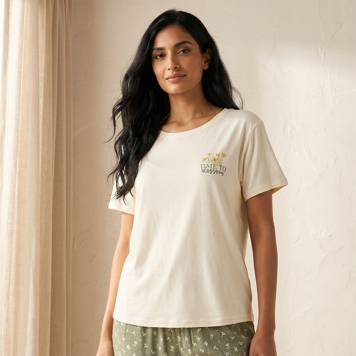 Pyjama Set Floral Print T-shirt & Trousers Viscose-women-clothing-nightwear-pyjamas-longsets-image-3