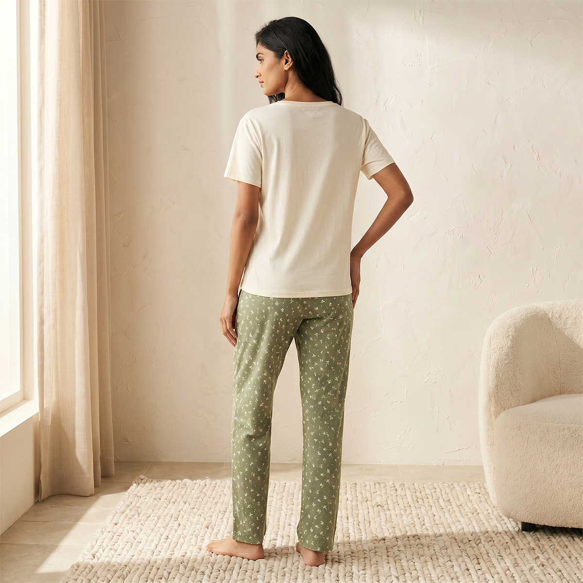 Pyjama Set Floral Print T-shirt & Trousers Viscose-women-clothing-nightwear-pyjamas-longsets-image-4