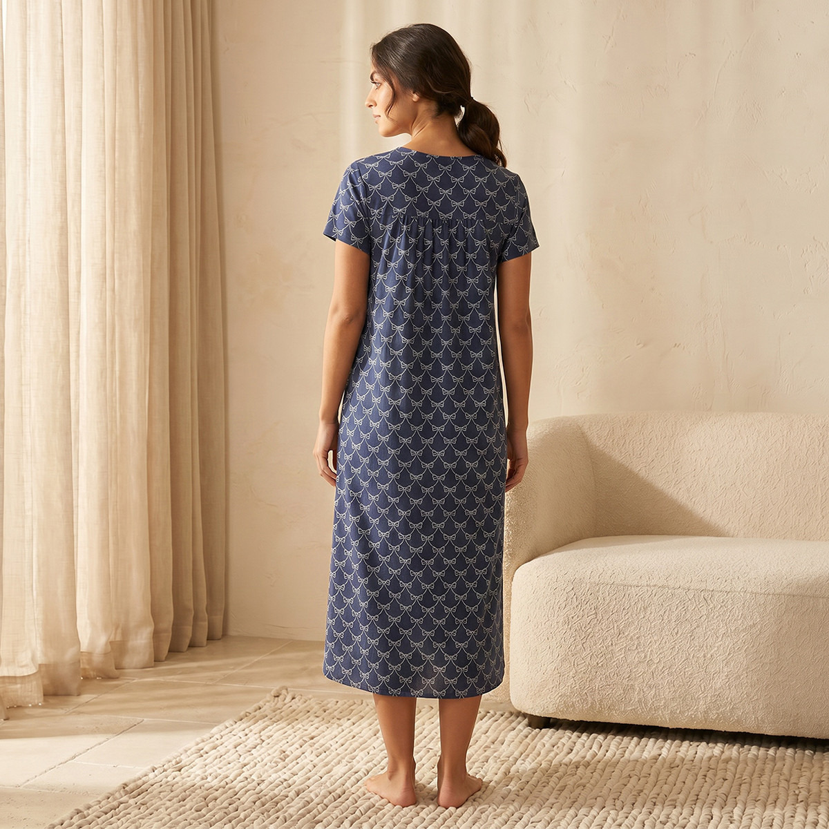 Night Gown Short Sleeves Printed Viscose-women-clothing-nightwear-nighties-image-3