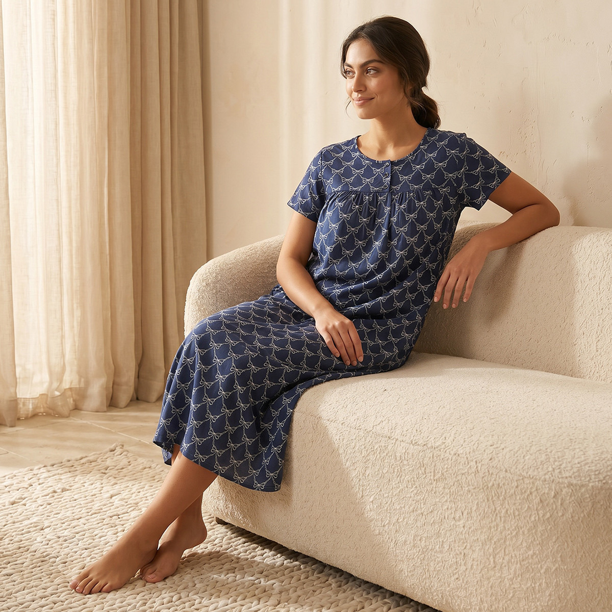 Night Gown Short Sleeves Printed Viscose-women-clothing-nightwear-nighties-image-4