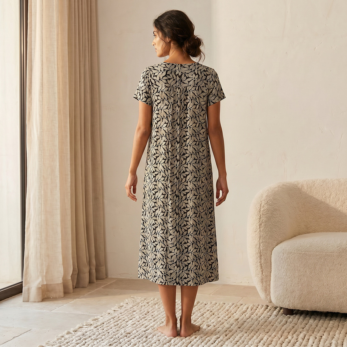 Night Gown Short Sleeves Printed Viscose-women-clothing-nightwear-nighties-image-3