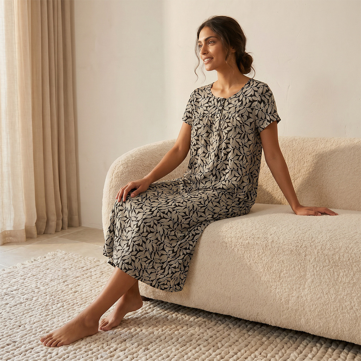 Night Gown Short Sleeves Printed Viscose-women-clothing-nightwear-nighties-image-4