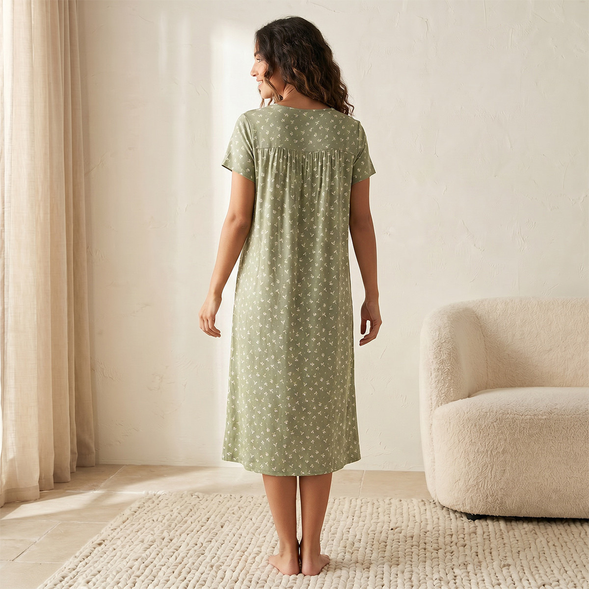 Night Gown Short Sleeves Floral Print Viscose-women-clothing-nightwear-nighties-image-4