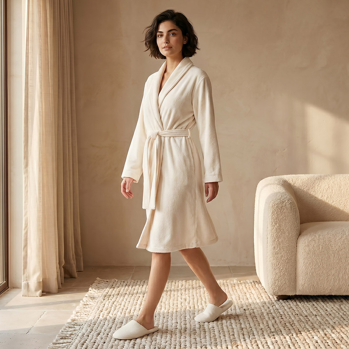 Robe Knee-Length with Belt and Slippers-women-clothing-nightwear-robes-image-3