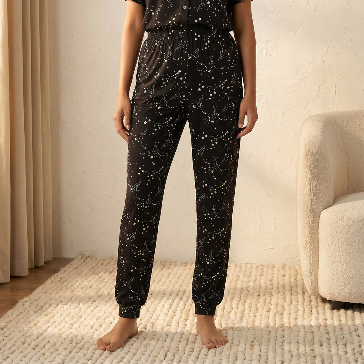 Pyjama Set Printed Button-Down Shirt & Trousers-women-clothing-nightwear-pyjamas-longsets-image-5