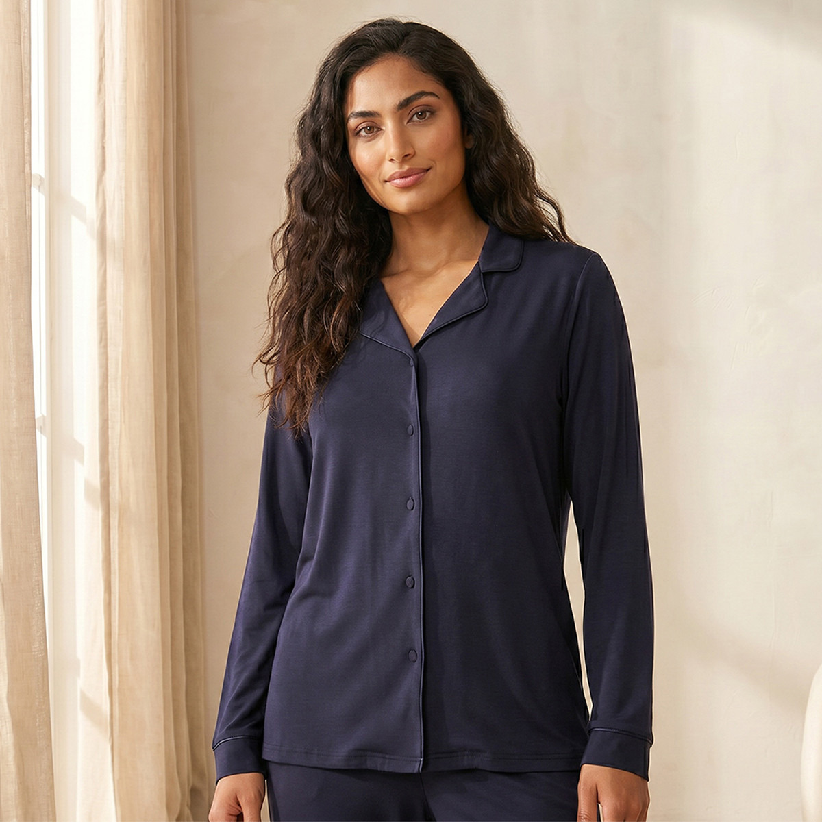 Pyjama Set Button-Down Shirt & Trousers-women-clothing-nightwear-pyjamas-longsets-image-3