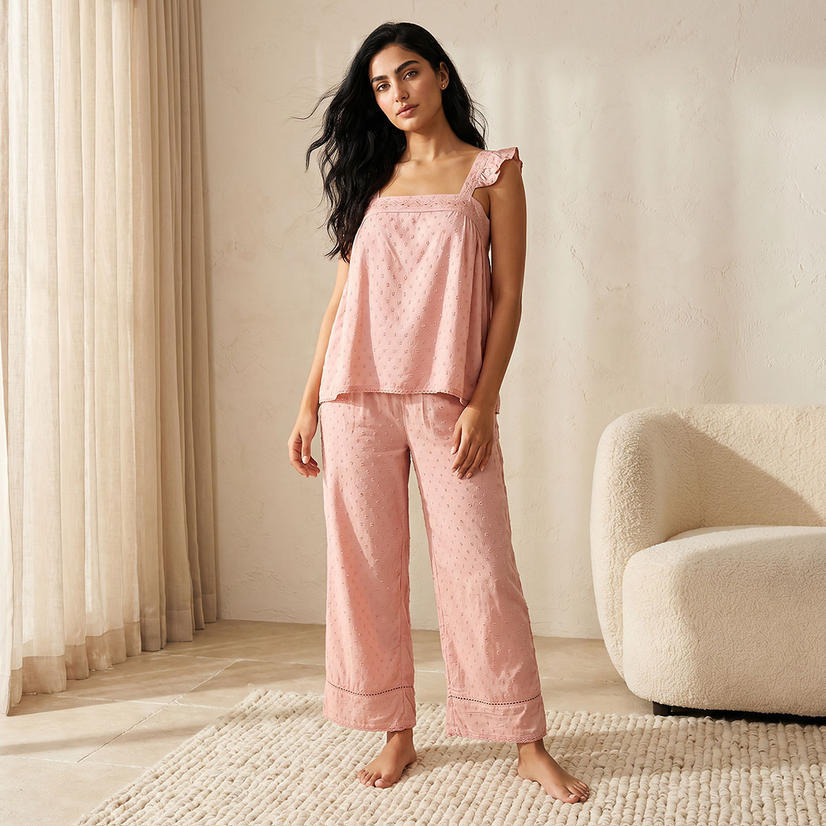 Pyjama Set Embroidered Top & Trousers Viscose-women-clothing-nightwear-pyjamas-longsets-image-1