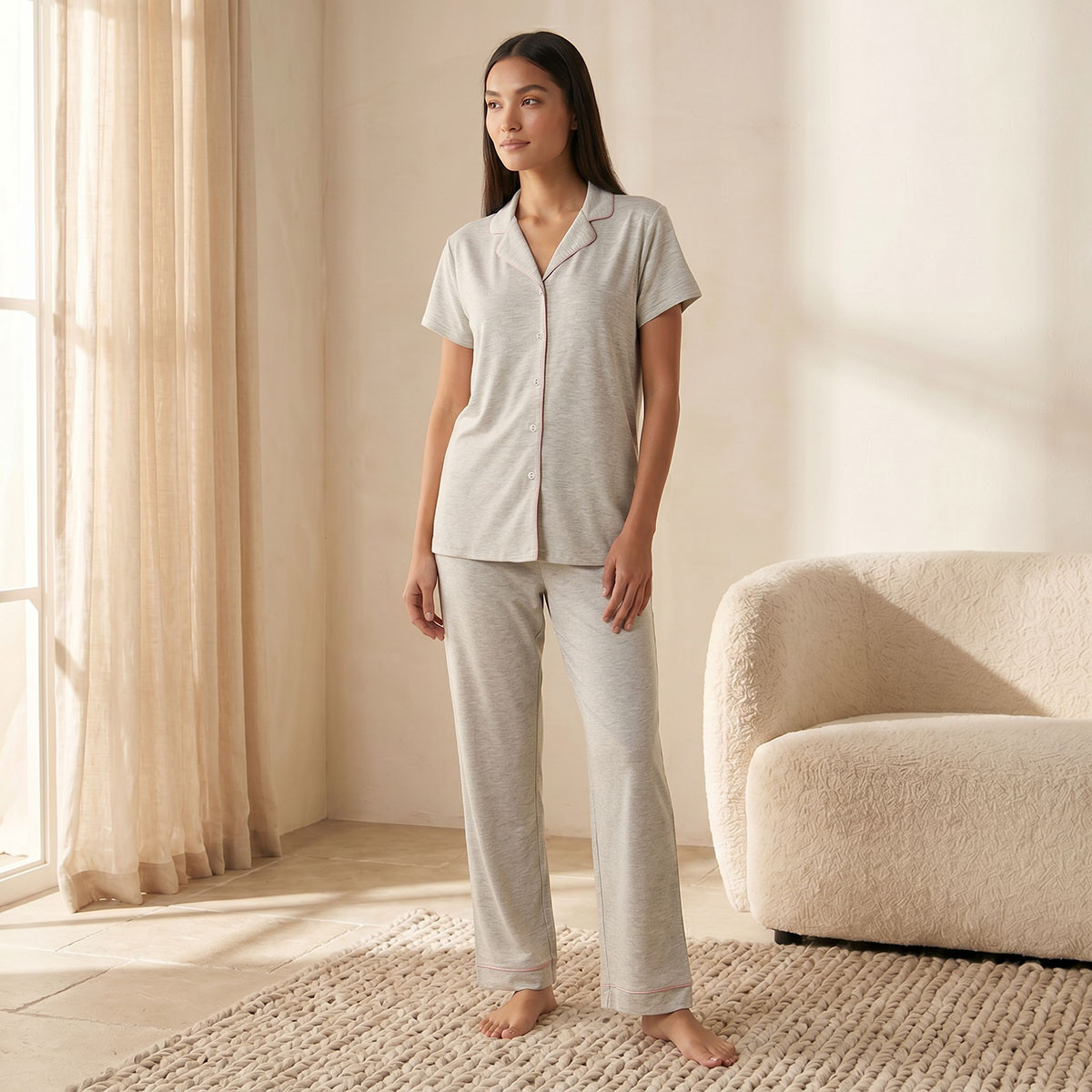 Splash Intimates Pyjama Set Button-Down Shirt & Trousers Viscose-women-clothing-nightwear-pyjamas-longsets-image-1