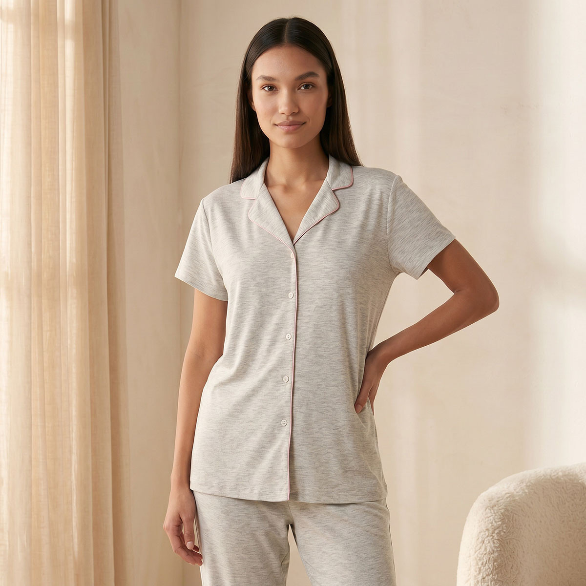 Splash Intimates Pyjama Set Button-Down Shirt & Trousers Viscose-women-clothing-nightwear-pyjamas-longsets-image-3