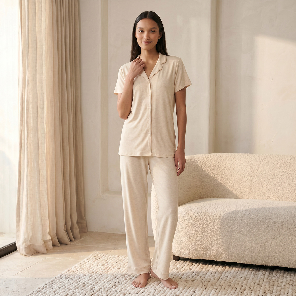 Splash Intimates Pyjama Set Button-Down Shirt & Trousers Viscose-women-clothing-nightwear-pyjamas-longsets-image-1