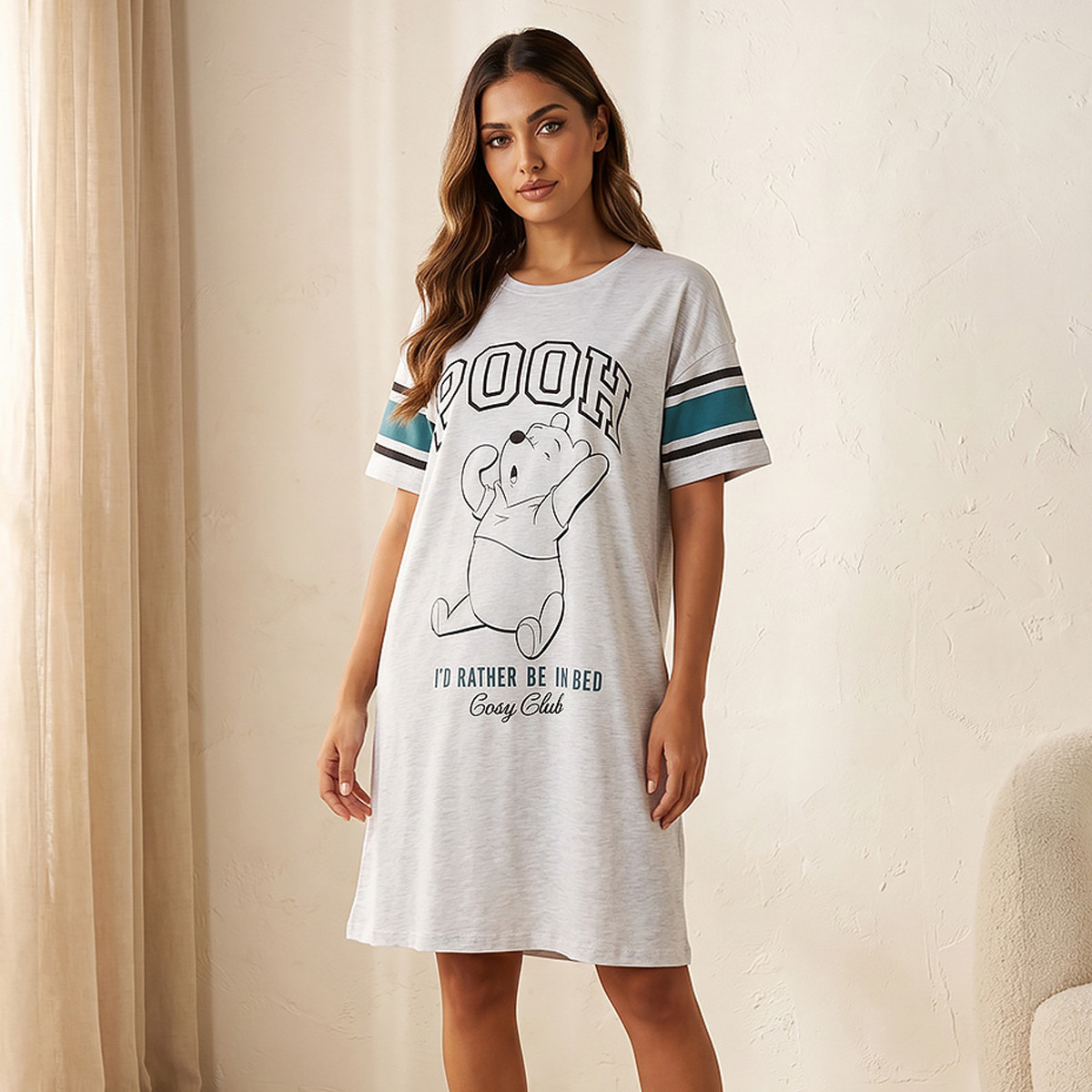 Splash Intimates Winnie the Pooh Knee Length Night Dress-women-clothing-nightwear-nighties-image-1