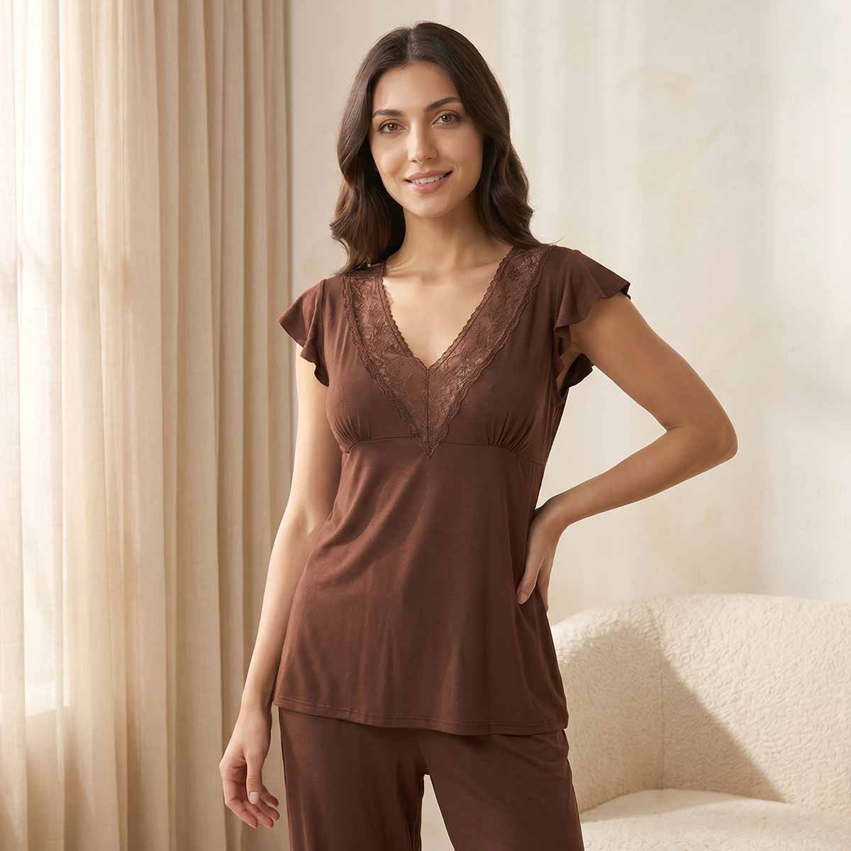 طقم بيجاما فيسكوز بنطلون وبلوزة من سبلاش إنتيميتس-women-clothing-nightwear-pyjamas-longsets-image-3