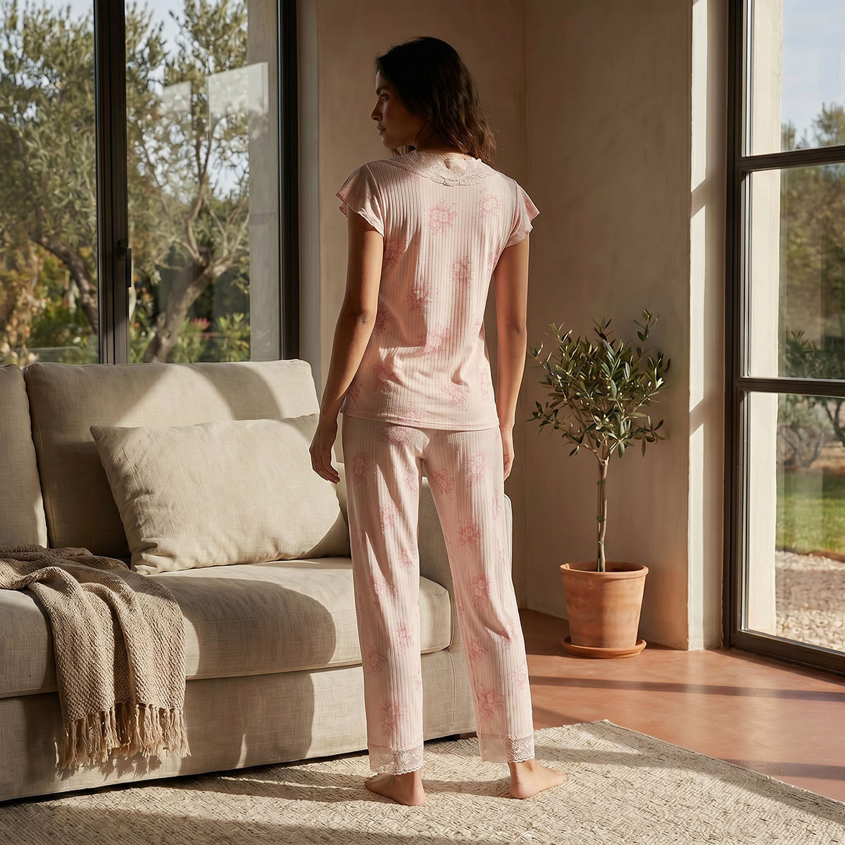 طقم بلوزة وبنطلون بيجاما فيسكوز من سبلاش إنتيميتس-women-clothing-nightwear-pyjamas-longsets-image-4