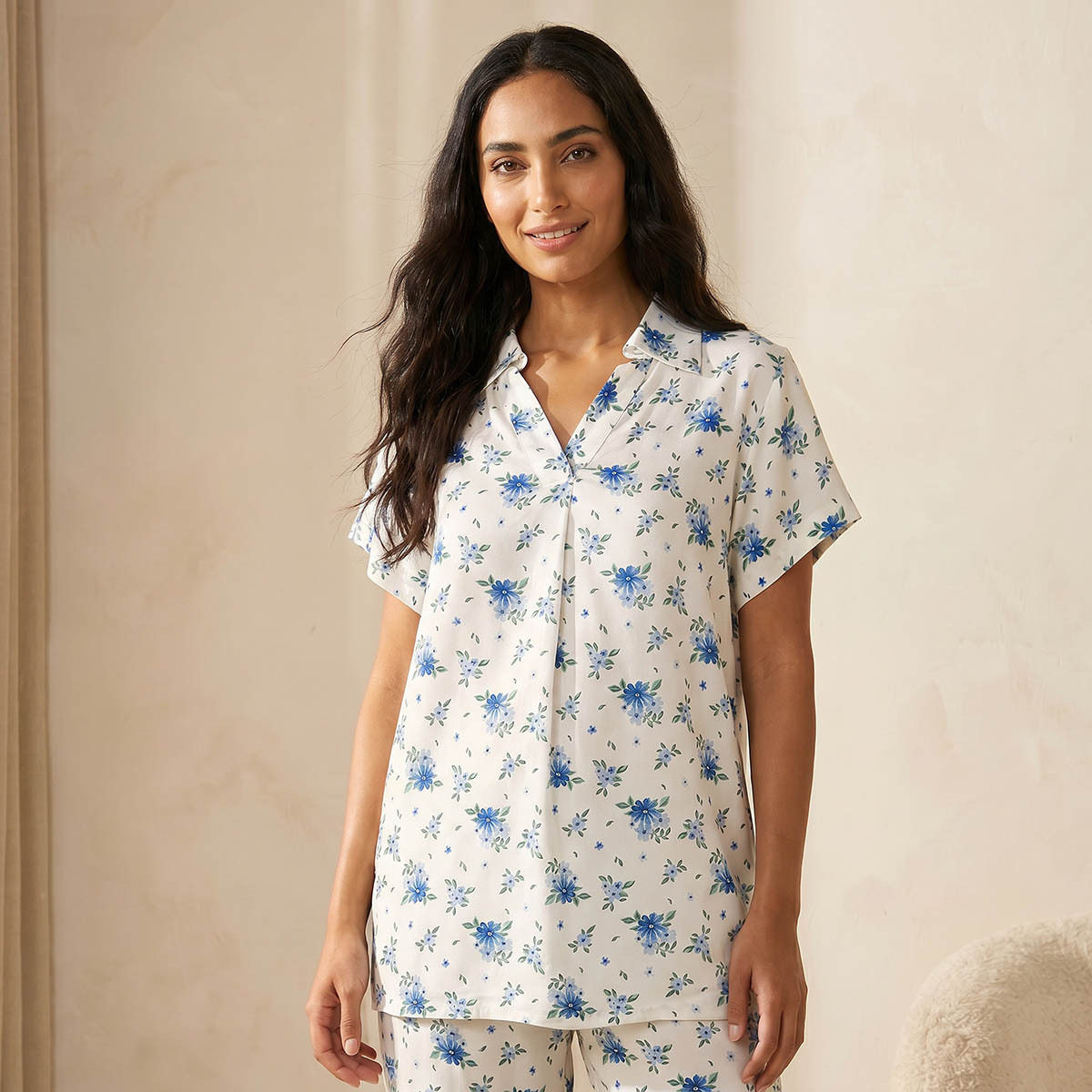 Splash Intimates Floral Print Pyjama Set Button-Down Shirt & Trousers Viscose-women-clothing-nightwear-pyjamas-longsets-image-3
