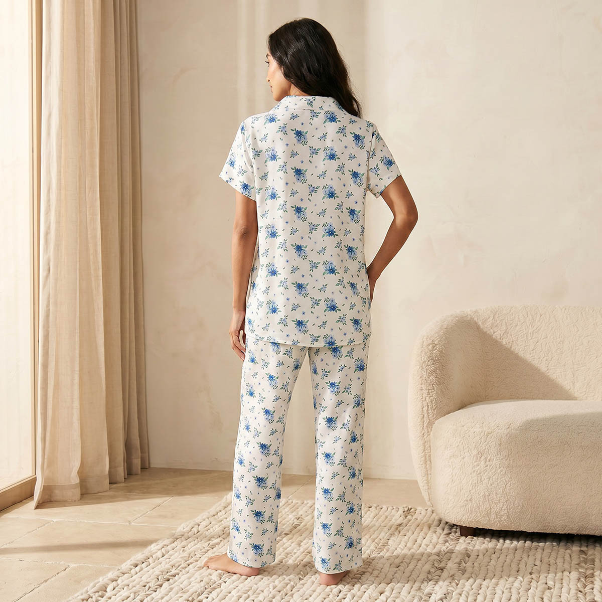 Splash Intimates Floral Print Pyjama Set Button-Down Shirt & Trousers Viscose-women-clothing-nightwear-pyjamas-longsets-image-4