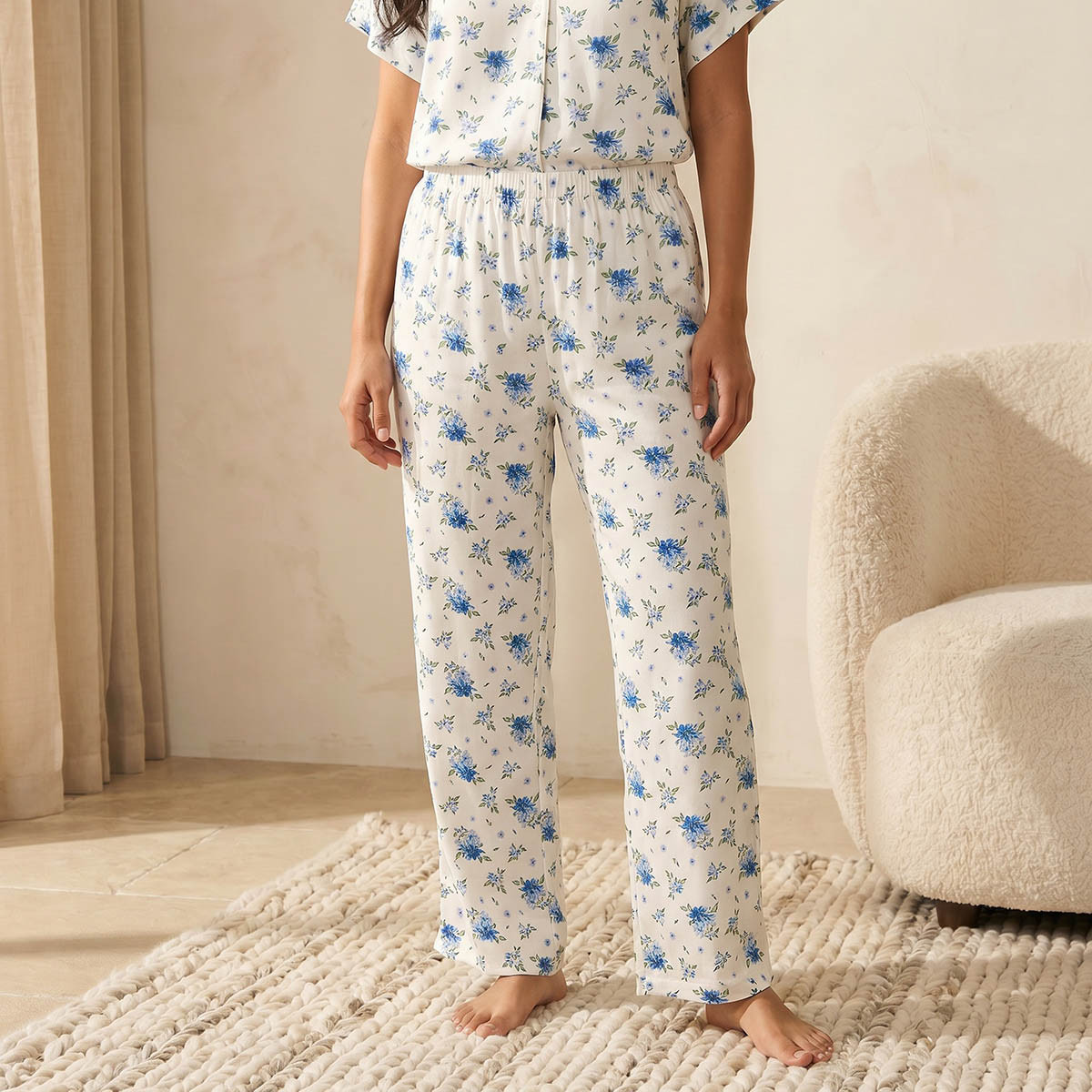 Splash Intimates Floral Print Pyjama Set Button-Down Shirt & Trousers Viscose-women-clothing-nightwear-pyjamas-longsets-image-5