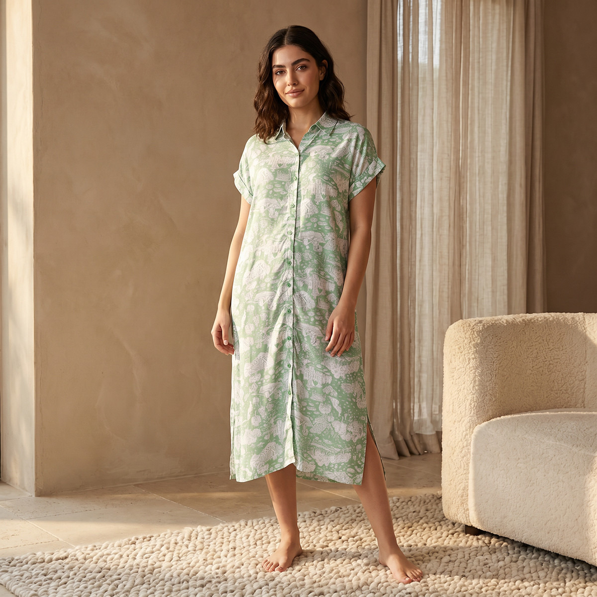 Set of 2 - Sleepshirt Short Sleeve Roll-Up Cuff Viscose-women-clothing-nightwear-nighties-image-5