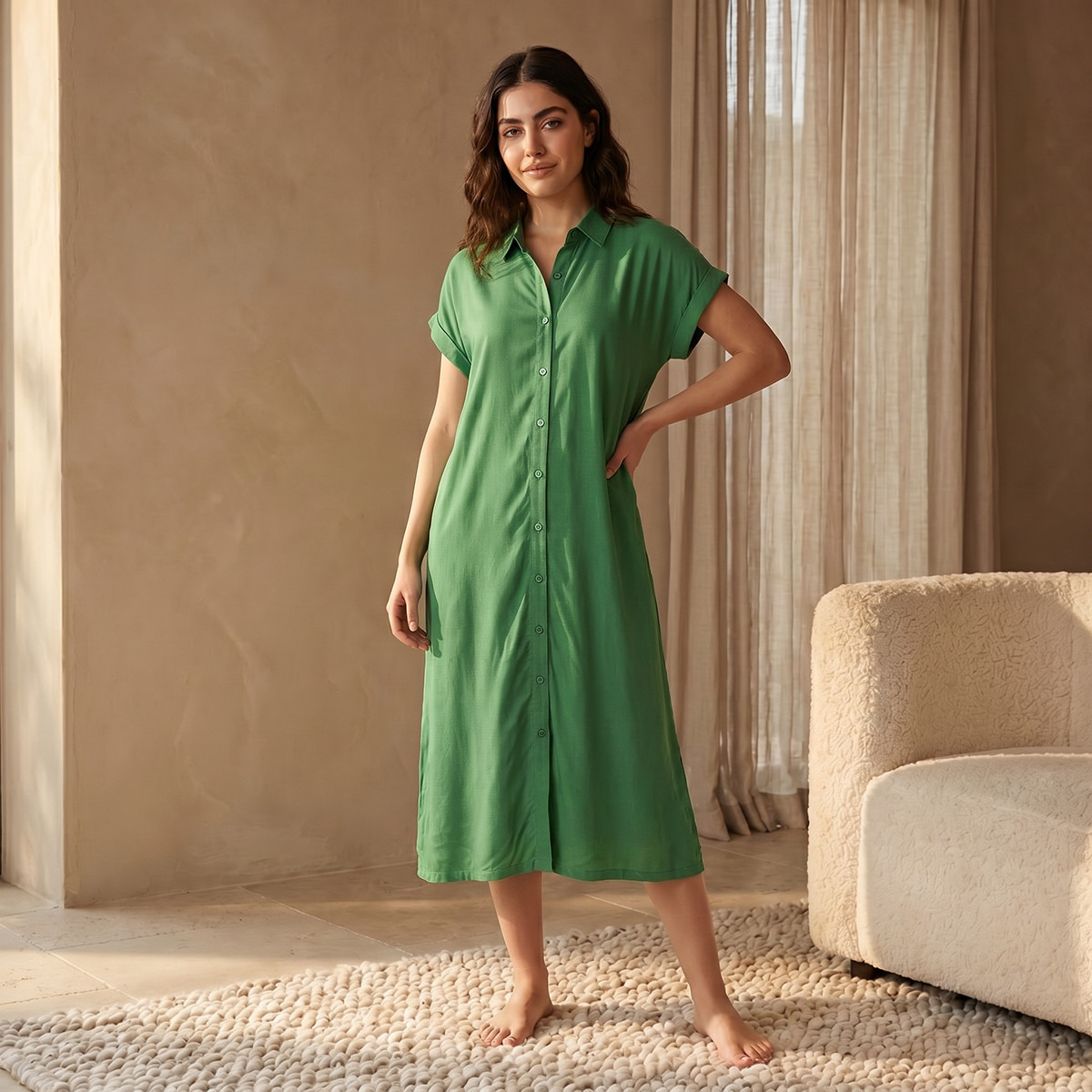 Set of 2 - Sleepshirt Short Sleeve Roll-Up Cuff Viscose-women-clothing-nightwear-nighties-image-6