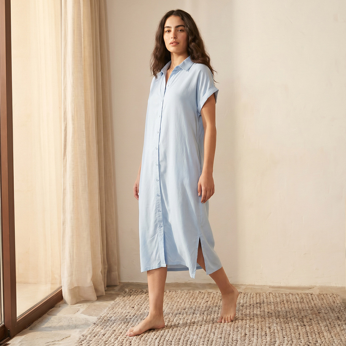 Set of 2 - Sleepshirt Short Sleeve Roll-Up Cuff Viscose-women-clothing-nightwear-nighties-image-7