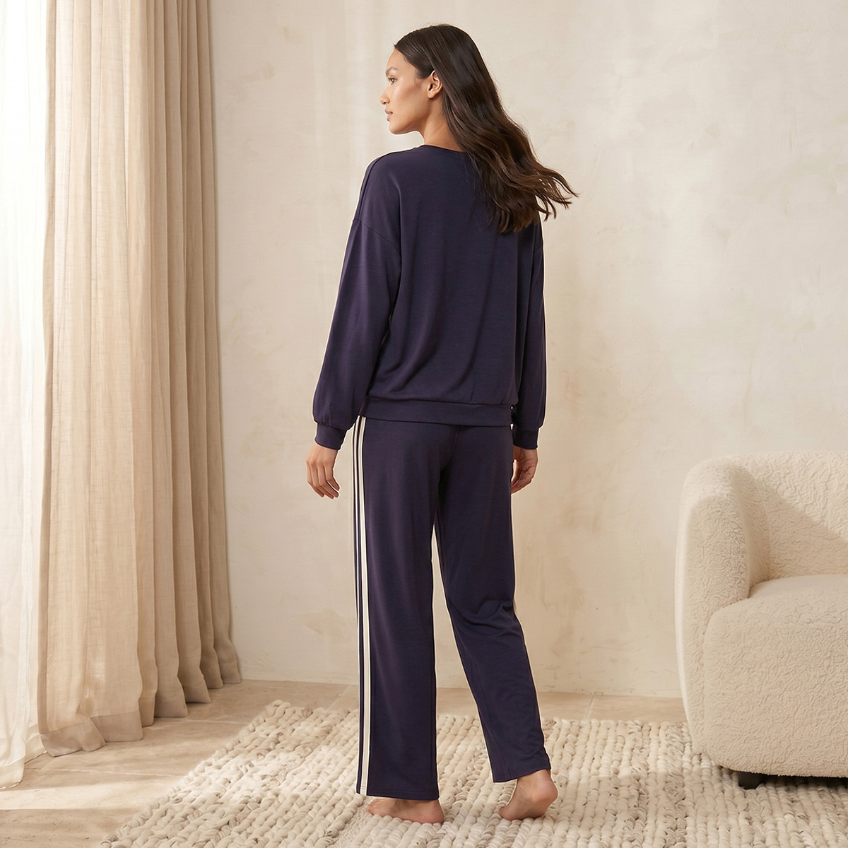 طقم بيجاما فيسكوز بنطلون طويل وتيشيرت بأكمام طويلة من سبلاش إنتيميتس-women-clothing-nightwear-pyjamas-longsets-image-4