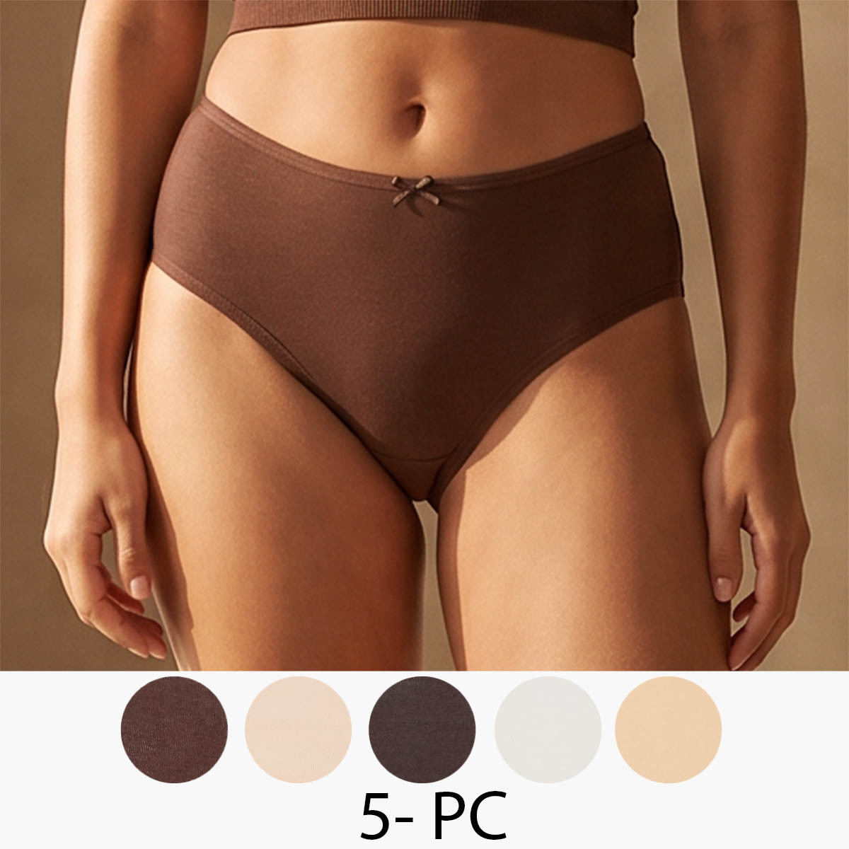طقم سراويل داخلية بفيونكة 5 قطع إنتمتس من سبلاش-women-clothing-plussize-lingerie-panties-image-1