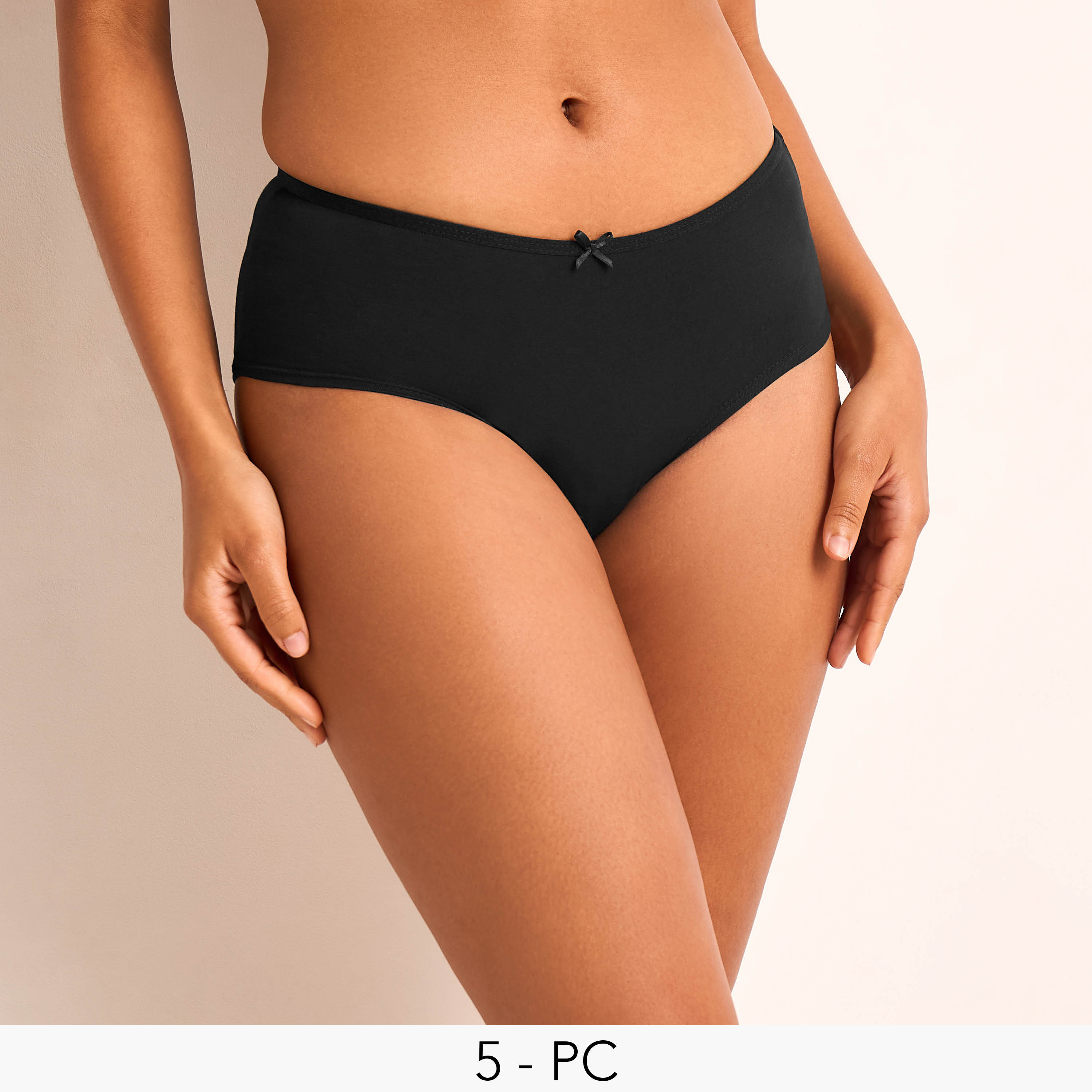 Set of 5 - Bikini Briefs with Bow Applique-women-clothing-lingerie-panties-image-1