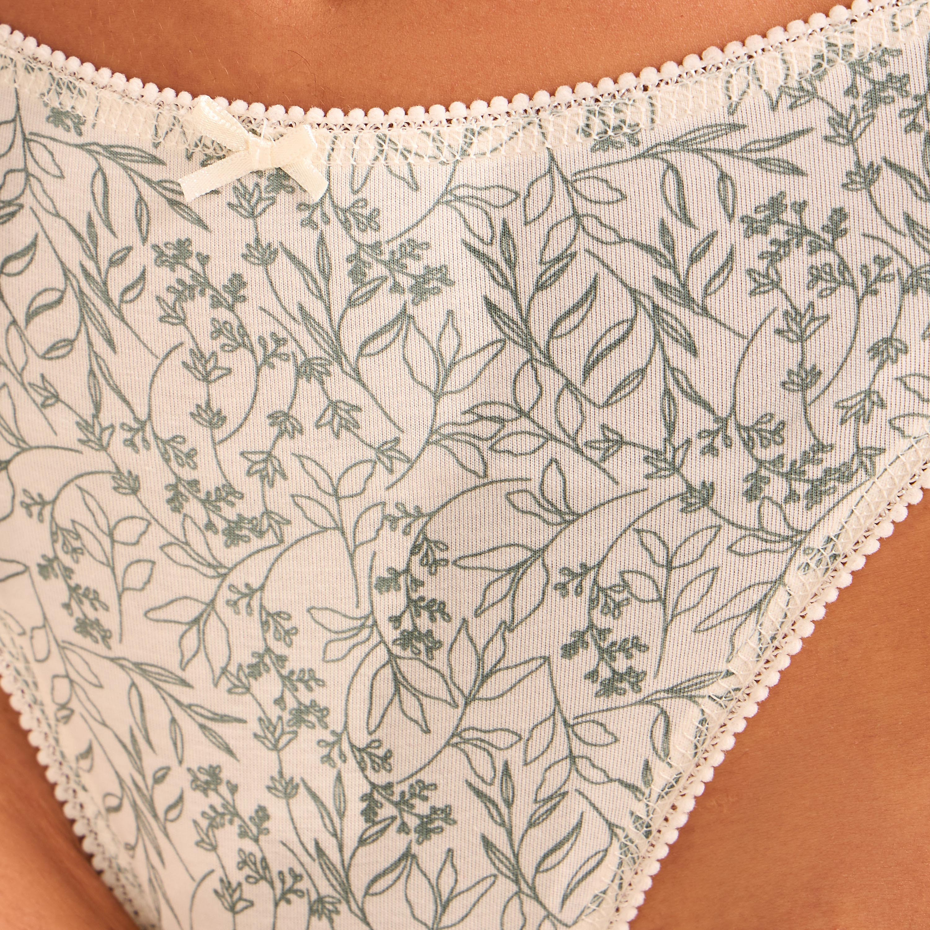 طقم سراويل داخلية بكيني 5 قطع بخصر مرتفع وفيونكة-women-clothing-lingerie-panties-image-4