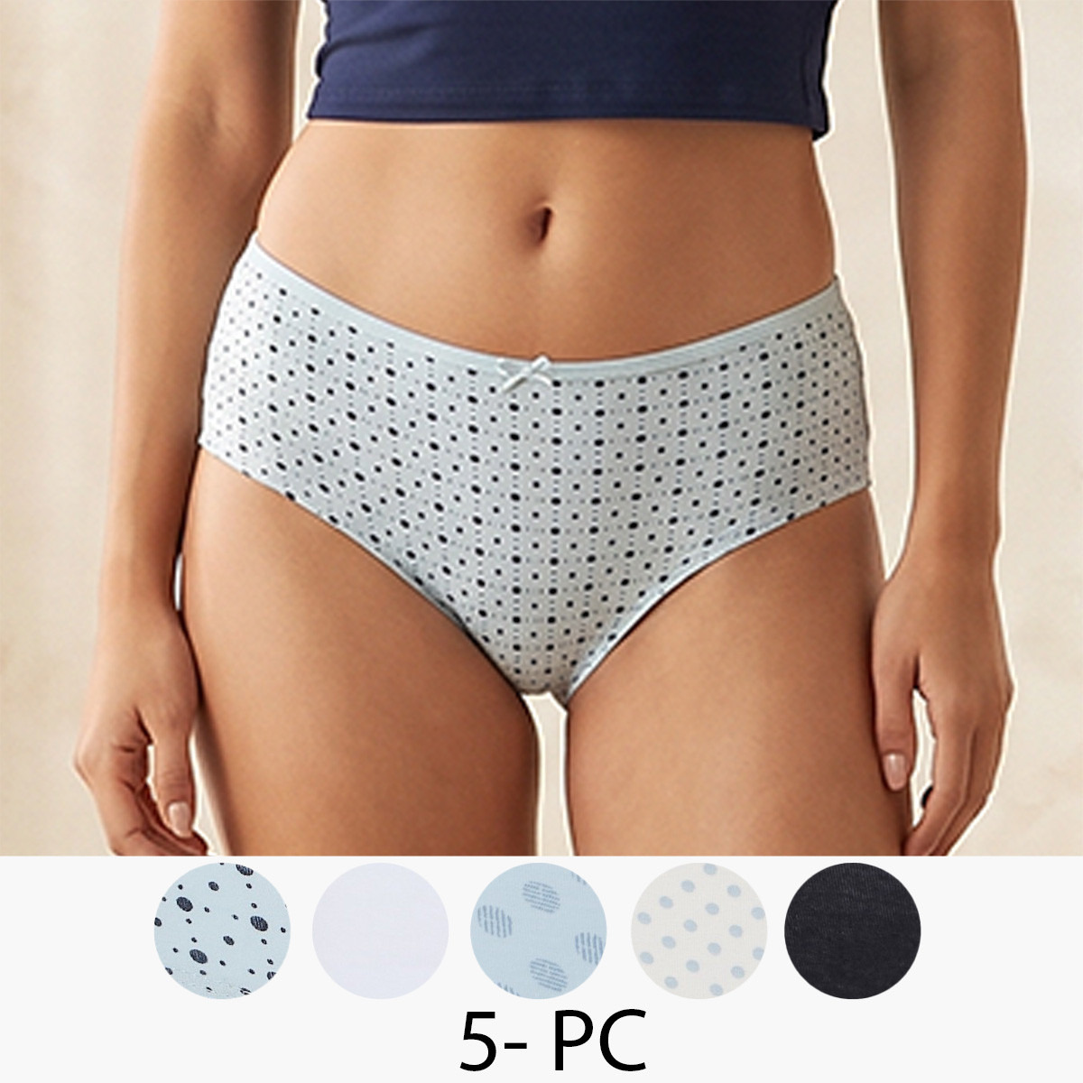 سراويل داخلية بتفصيلة فيونكة من سبلاش إنتيمتس - طقم من 5 قطع-women-clothing-plussize-lingerie-panties-image-1