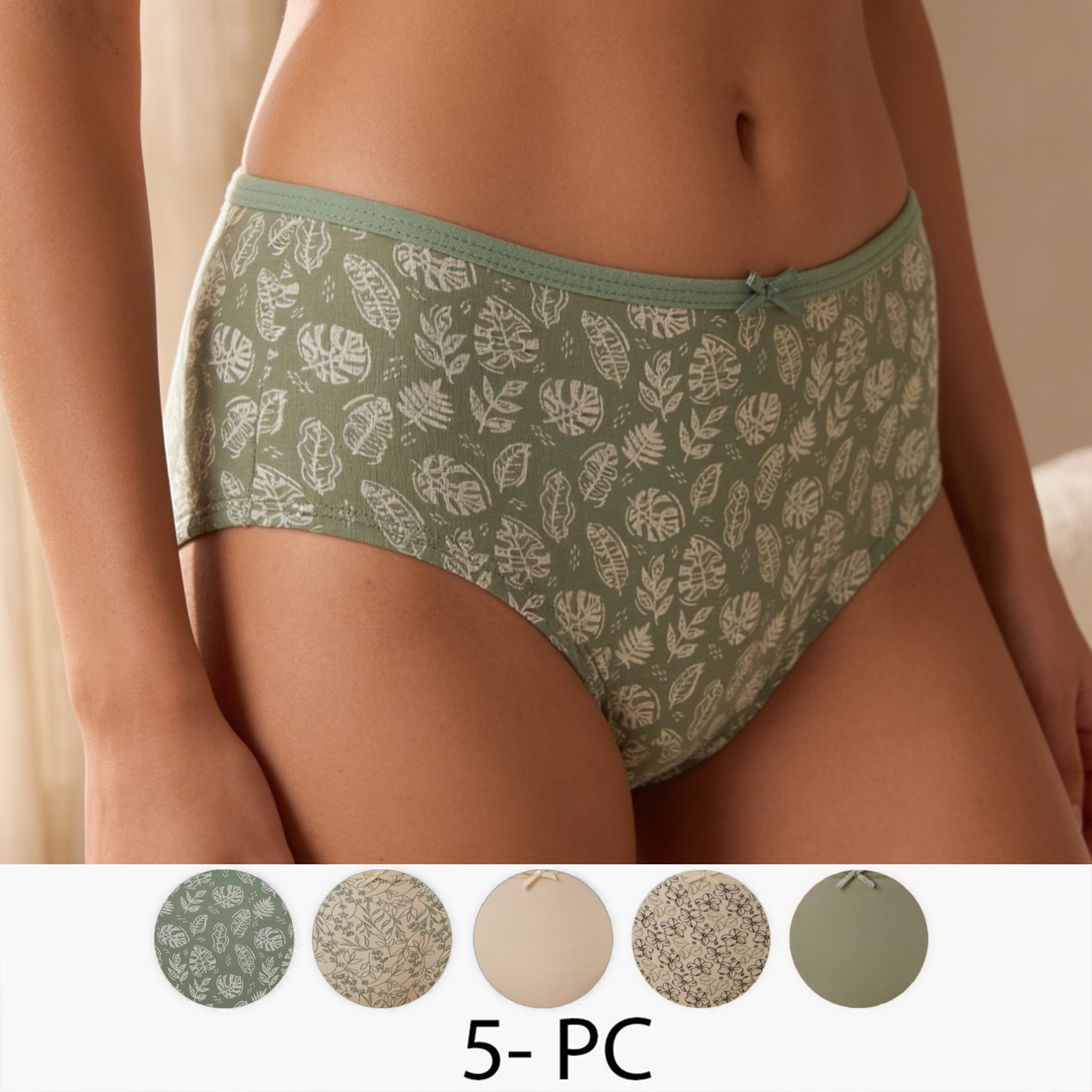 طقم سراويل داخلية بفيونكة 5 قطع من سبلاش إنتيميتس-women-clothing-plussize-lingerie-panties-image-1