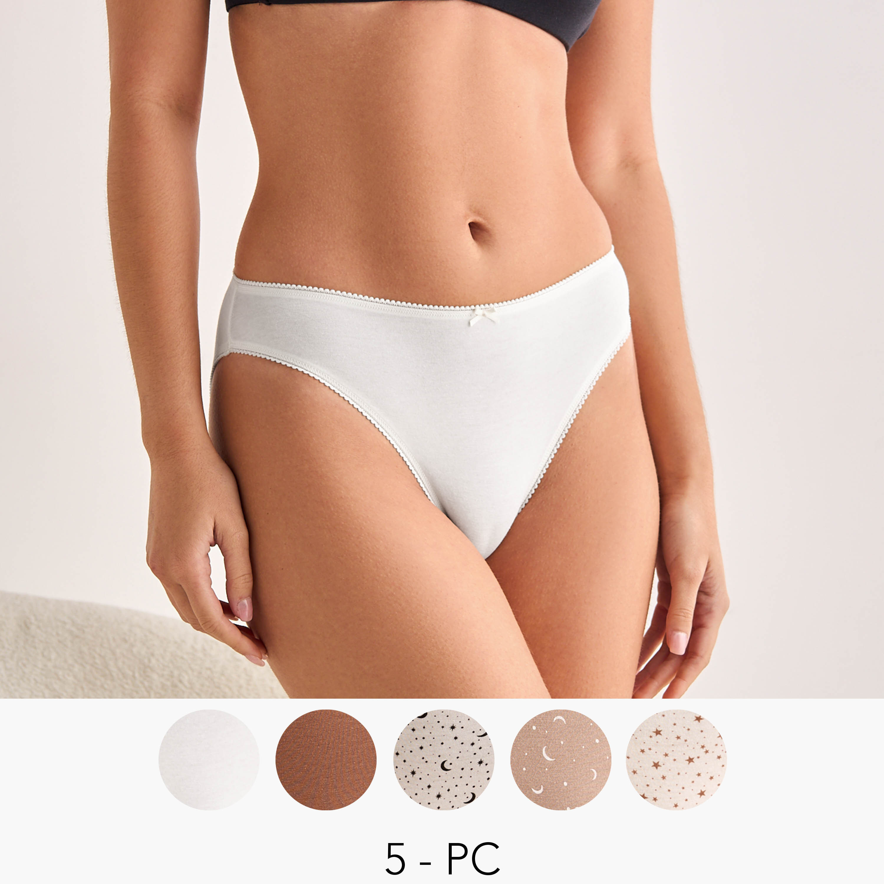 Set of 5 - Splash Intimates Bikini Briefs High Waist with Assorted Print-women-clothing-plussize-lingerie-panties-image-1