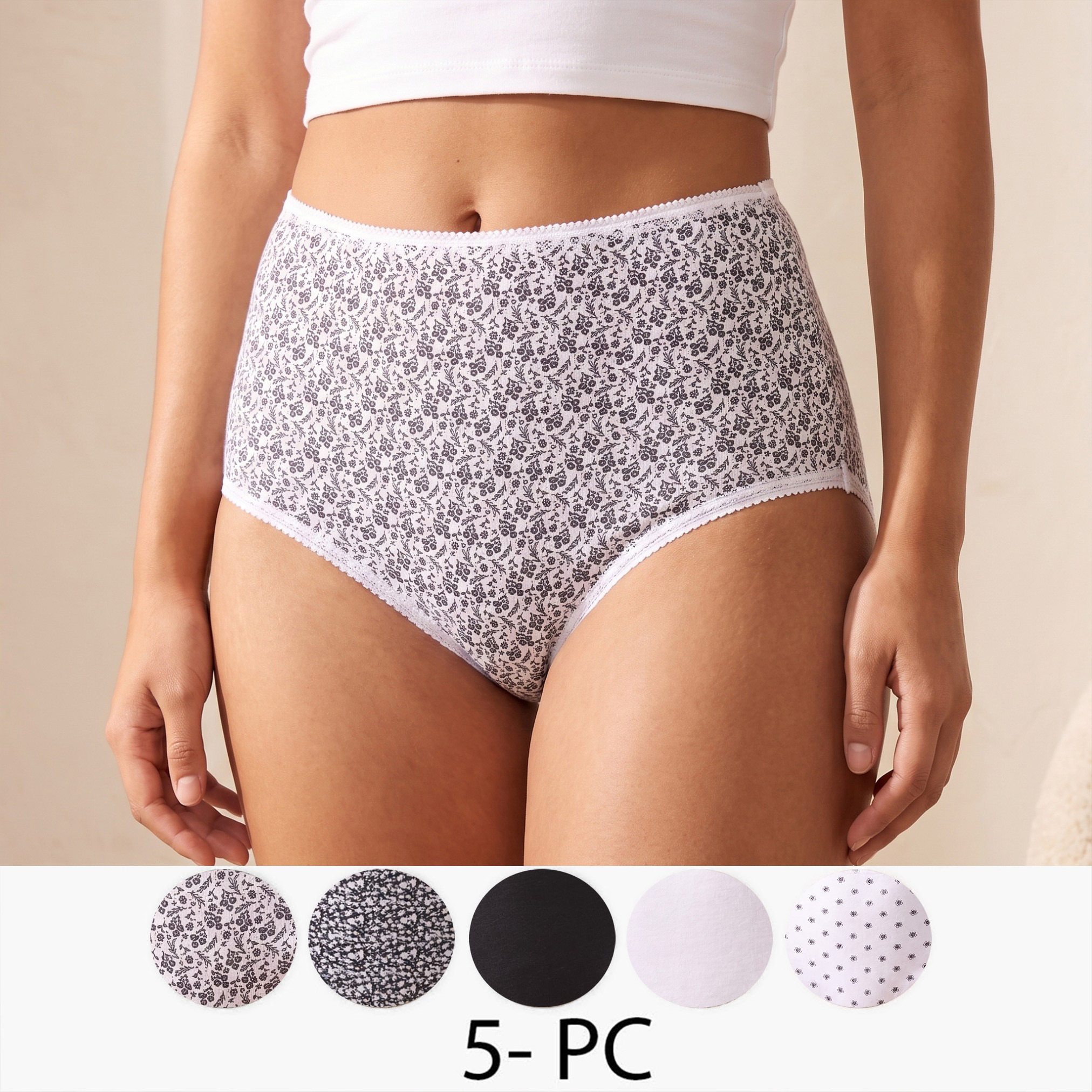 Pack of 5 Splash Intimates High Waist Assorted Design Full Briefs-women-clothing-lingerie-panties-image-1