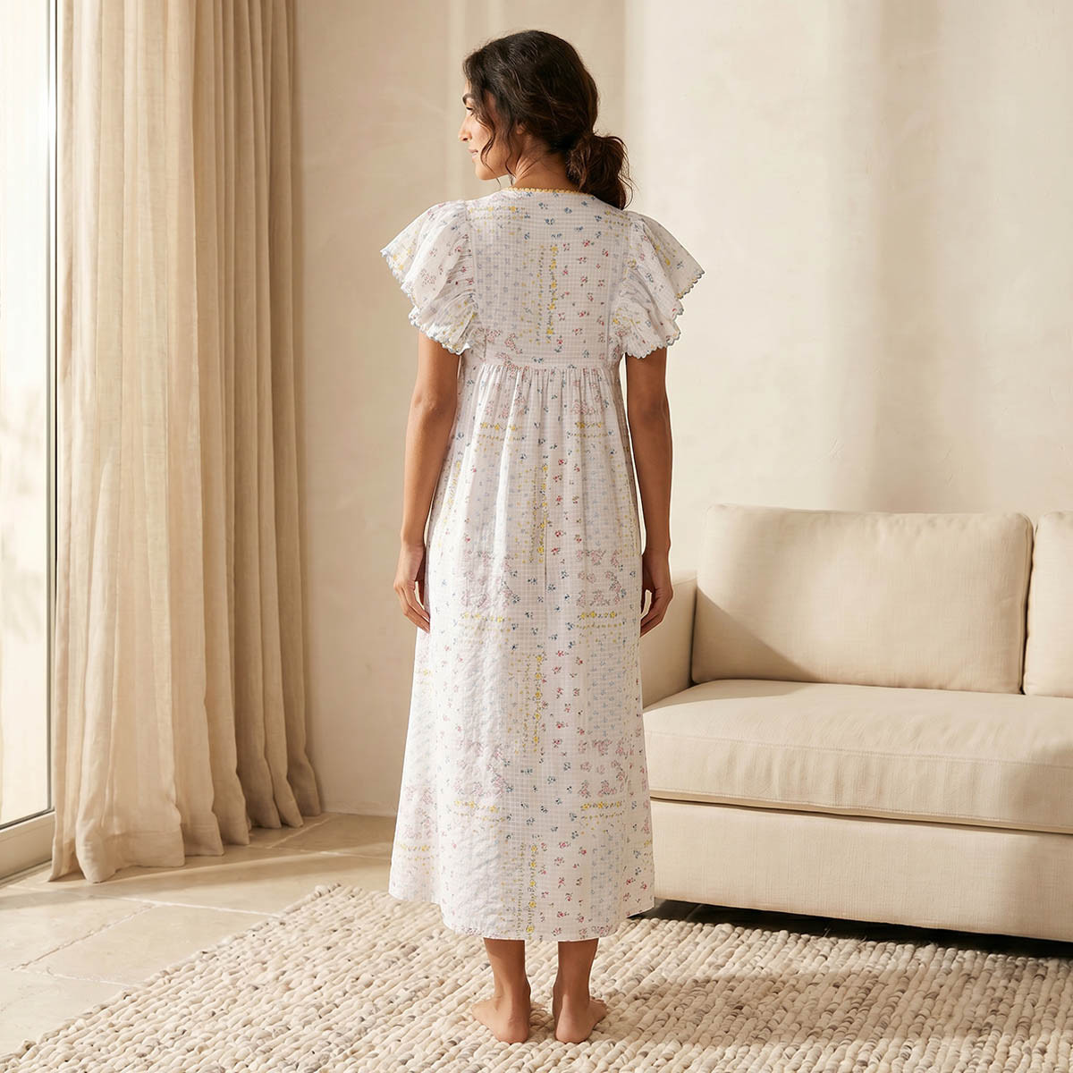 Splash Intimates Night Gown Flutter Sleeves Floral Print-women-clothing-nightwear-nighties-image-4