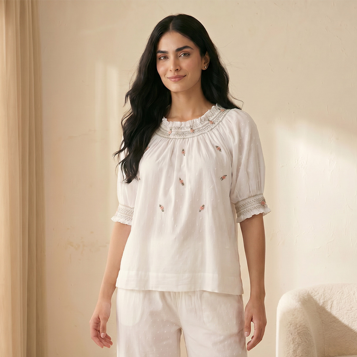 طقم بيجاما قطن بنقشة زهور ناعمة-women-clothing-nightwear-pyjamas-longsets-image-3