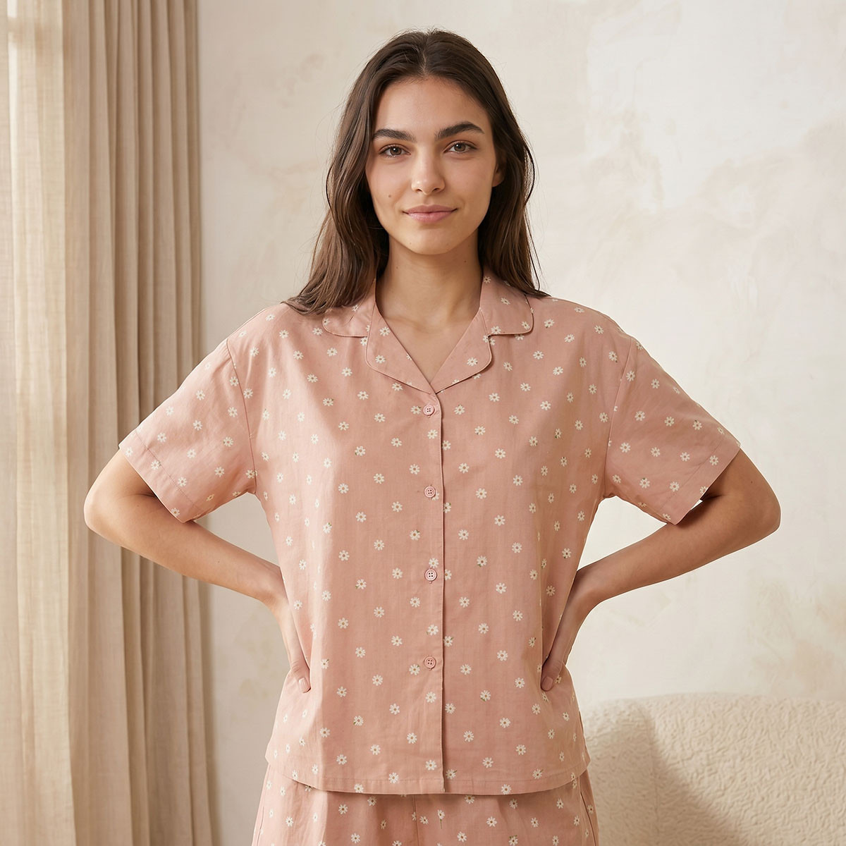 Splash Intimates Pyjama Set Button-Down  Viscose Shirt & Shorts-women-clothing-nightwear-pyjamas-shortsets-image-3