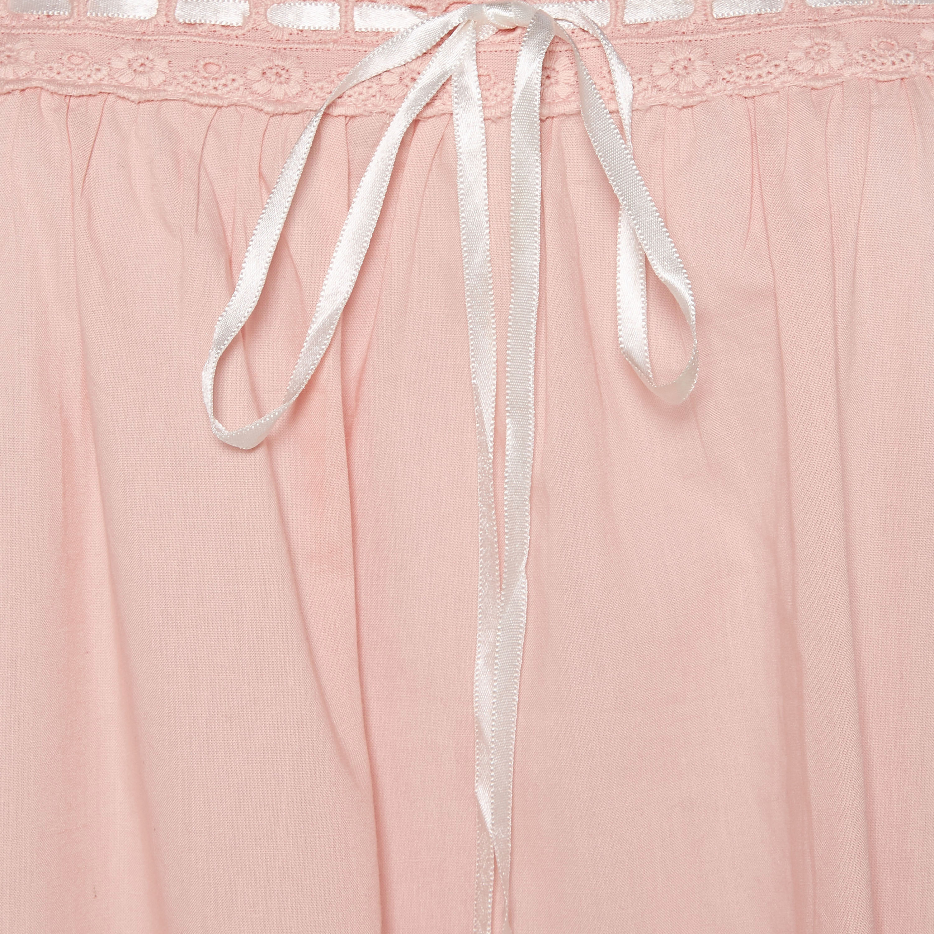 Midi Night Dress Sleeveless Ribbon Tie-Up Cotton-women-clothing-nightwear-nighties-image-2