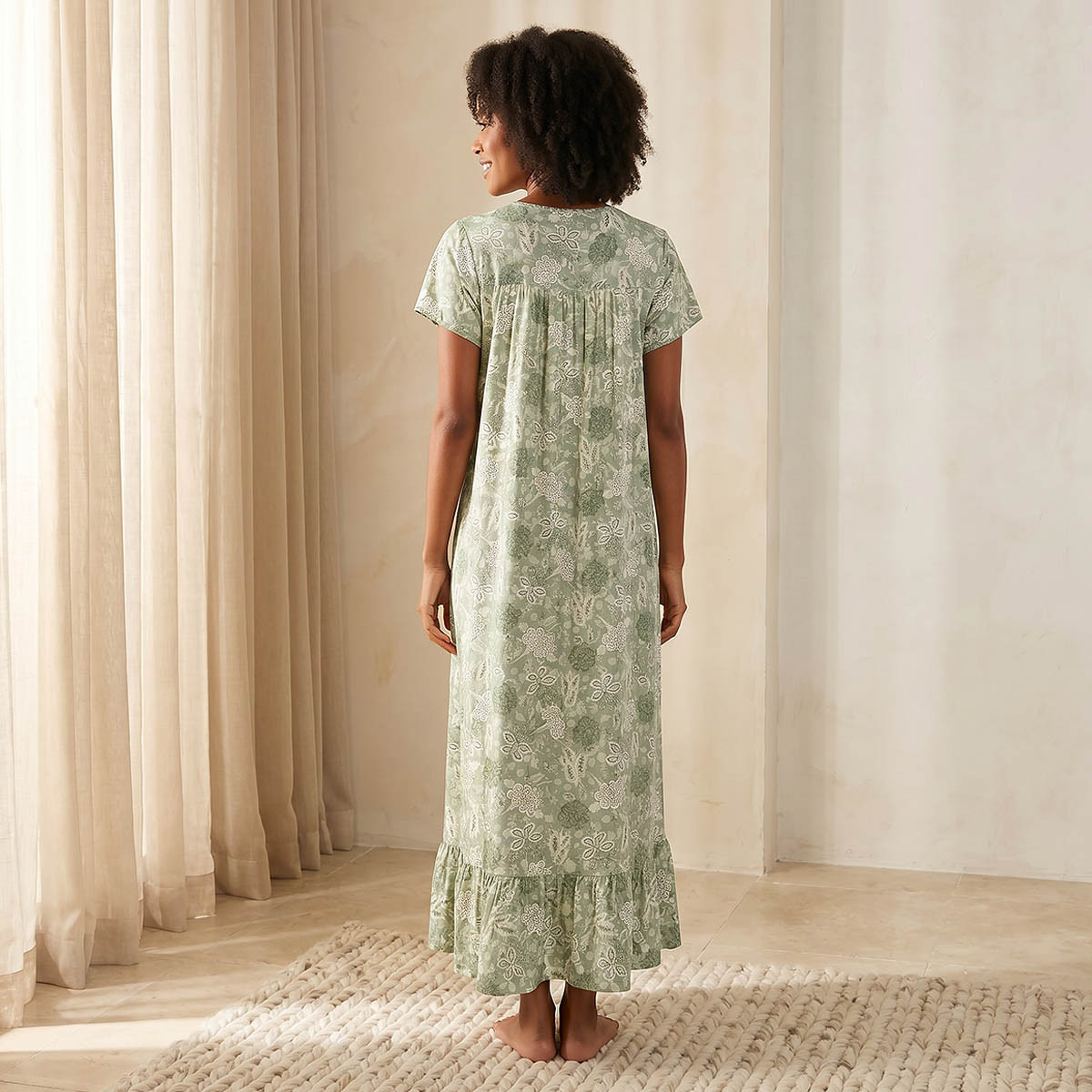Night Gown Short Sleeve Floral Print Viscose-women-clothing-nightwear-nighties-image-4