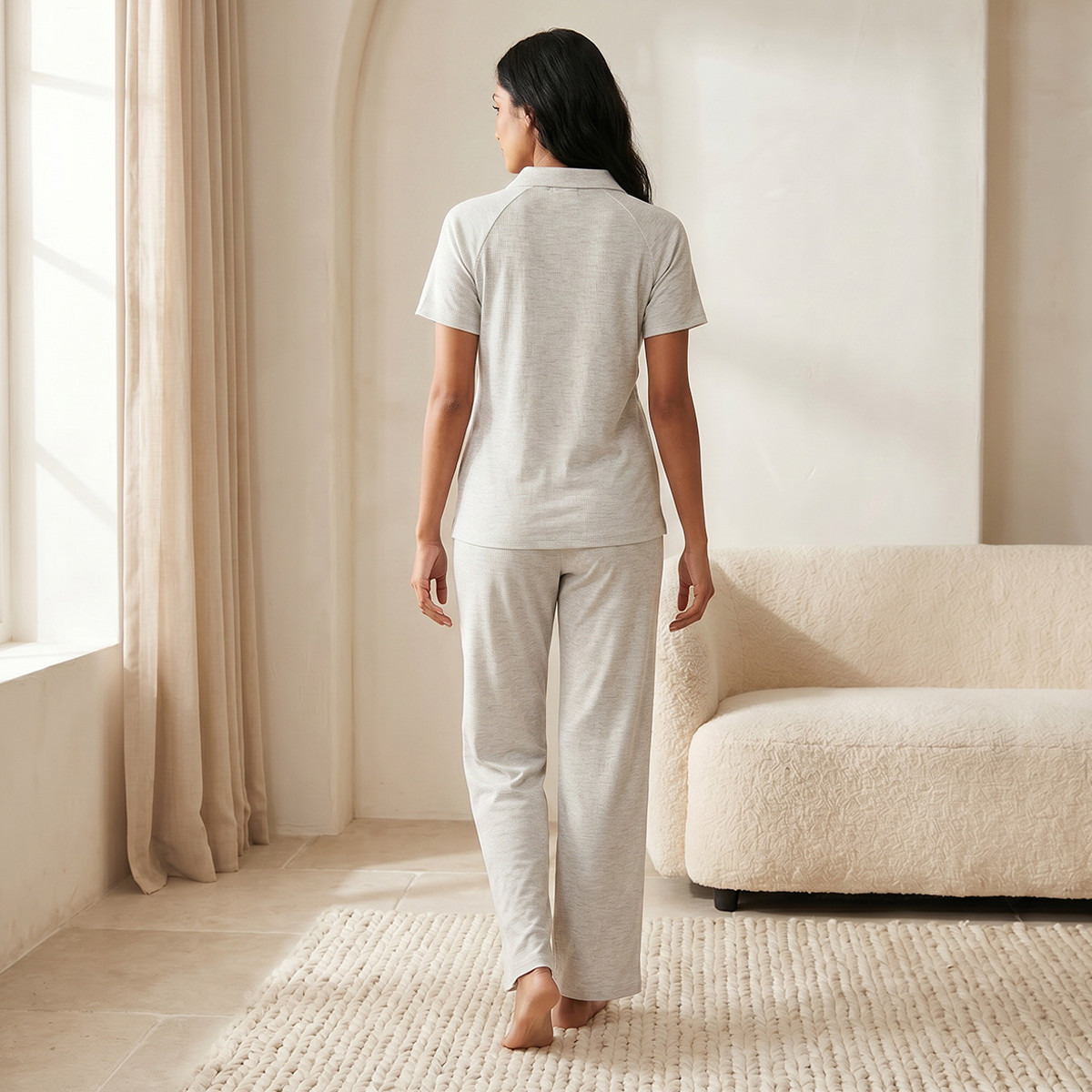 طقم تيشيرت بولو وبنطلون بيجاما-women-clothing-nightwear-pyjamas-longsets-image-4